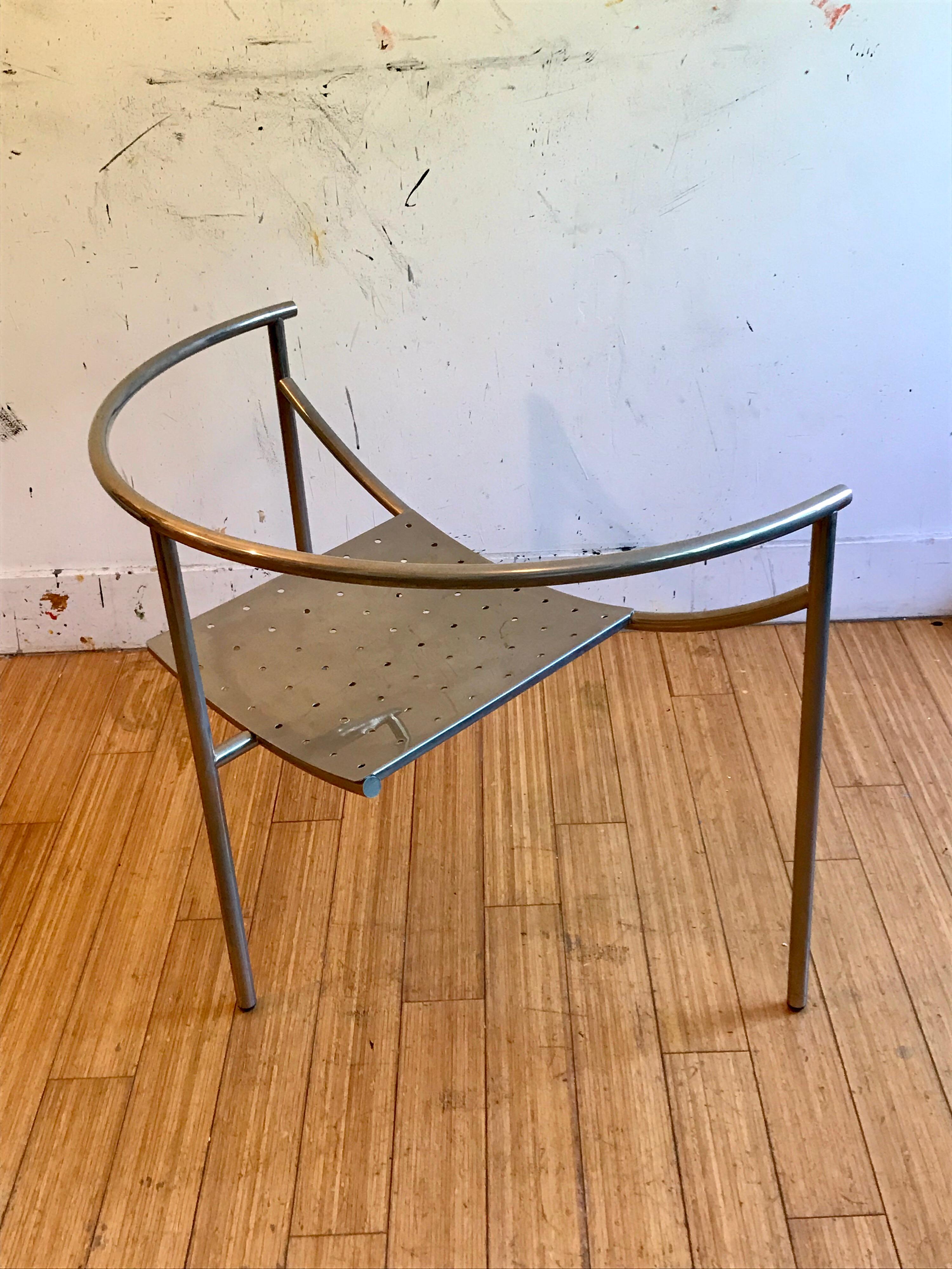 Cast Philippe Starck Steel Accent Chair, 1980s