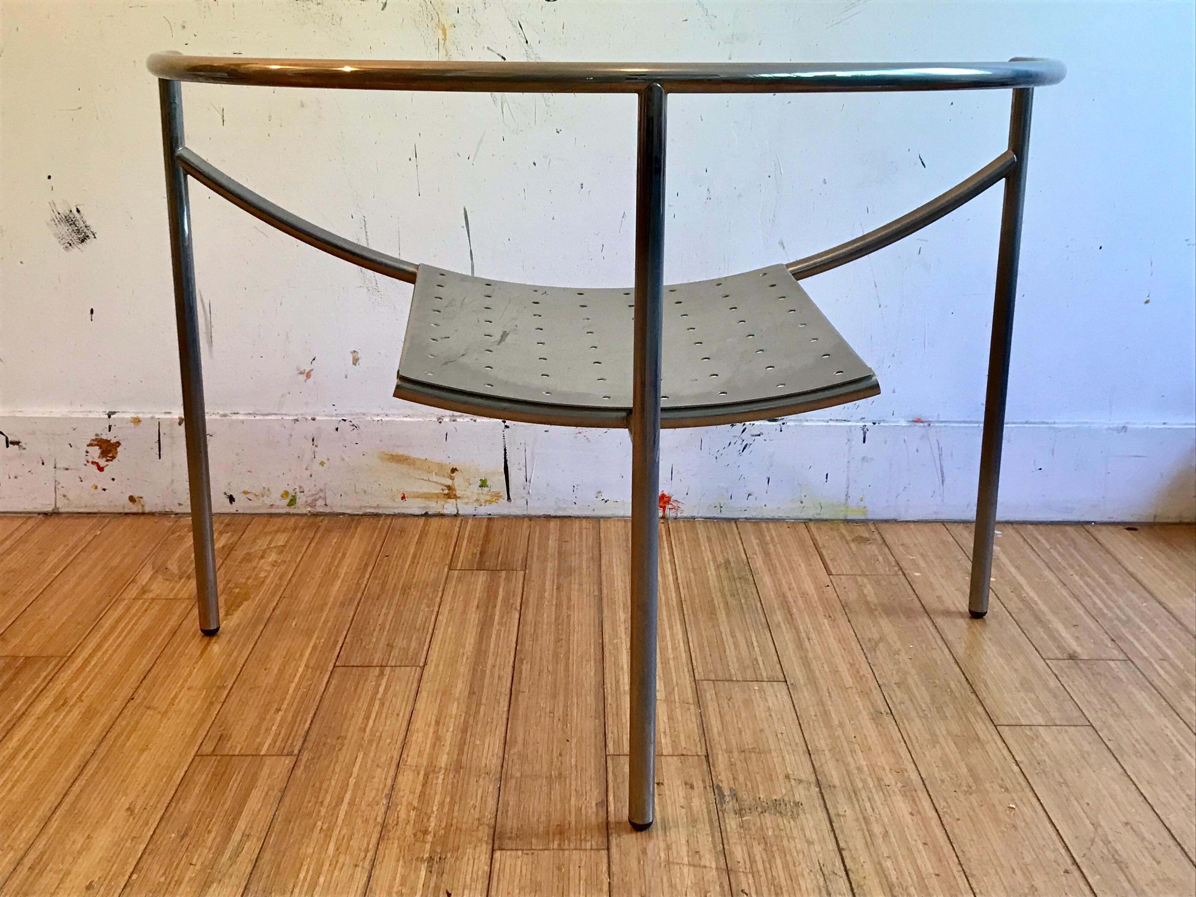 Philippe Starck Steel Accent Chair, 1980s In Good Condition In Los Angeles, CA
