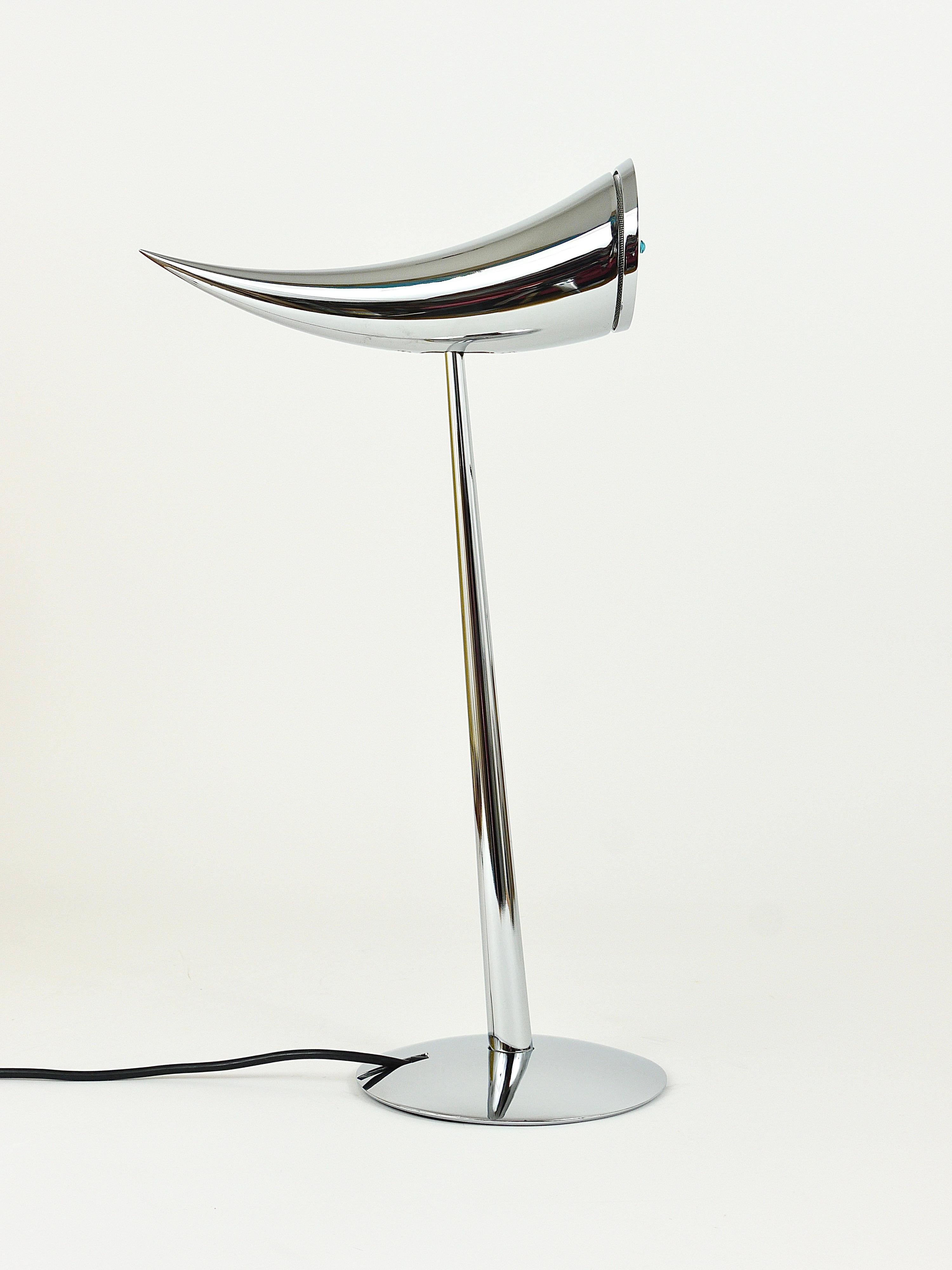 Lampe de bureau Ara de Philippe Starck, chrome, post-moderne par Flos Italie, années 1980 8