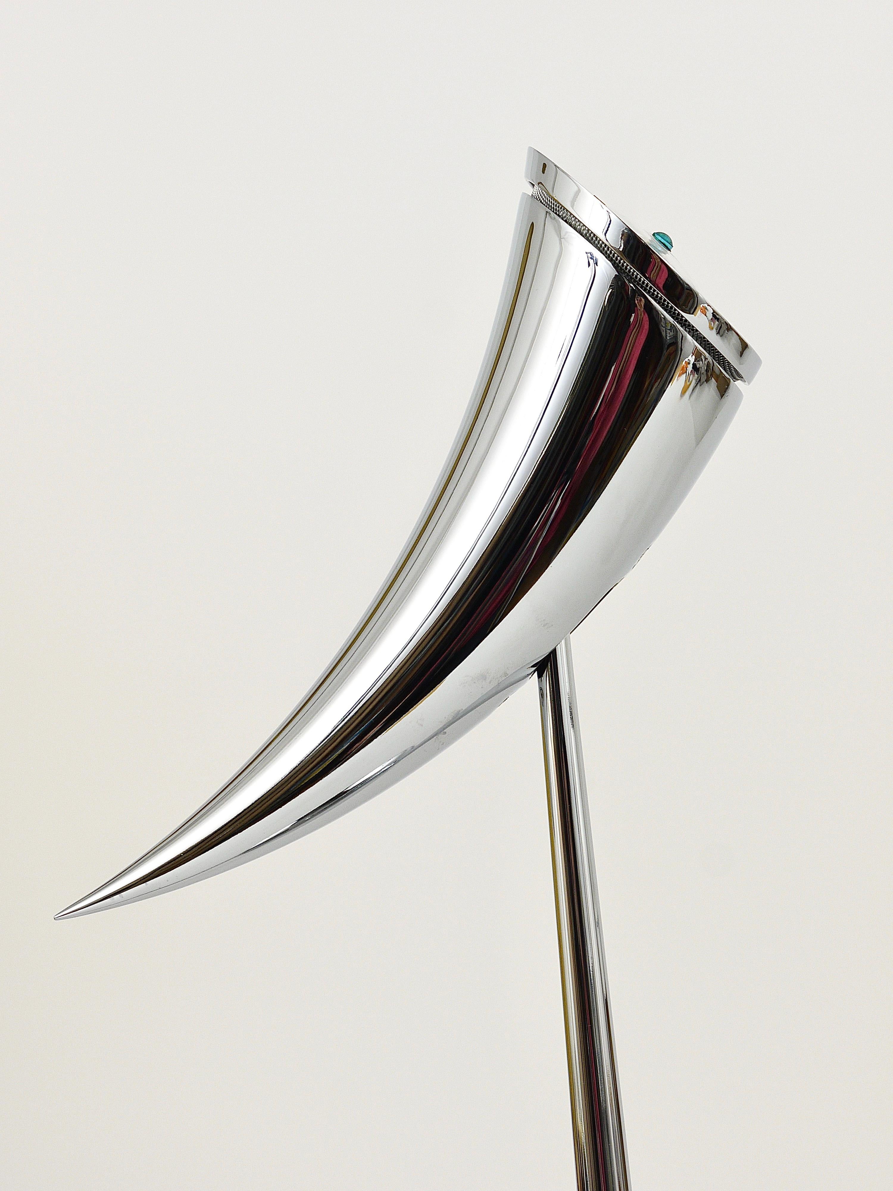 Lampe de bureau Ara de Philippe Starck, chrome, post-moderne par Flos Italie, années 1980 10