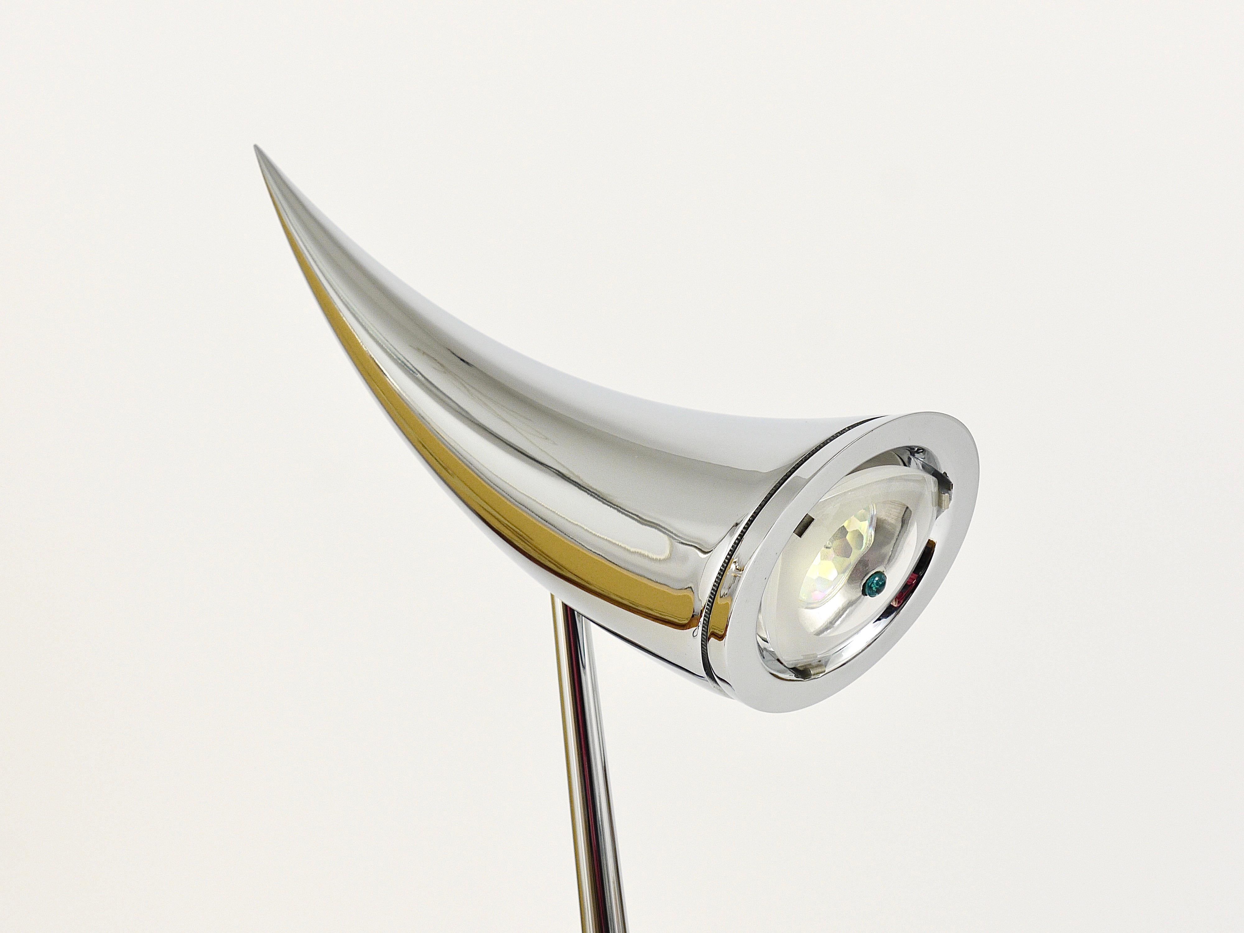 Fin du 20e siècle Lampe de bureau Ara de Philippe Starck, chrome, post-moderne par Flos Italie, années 1980