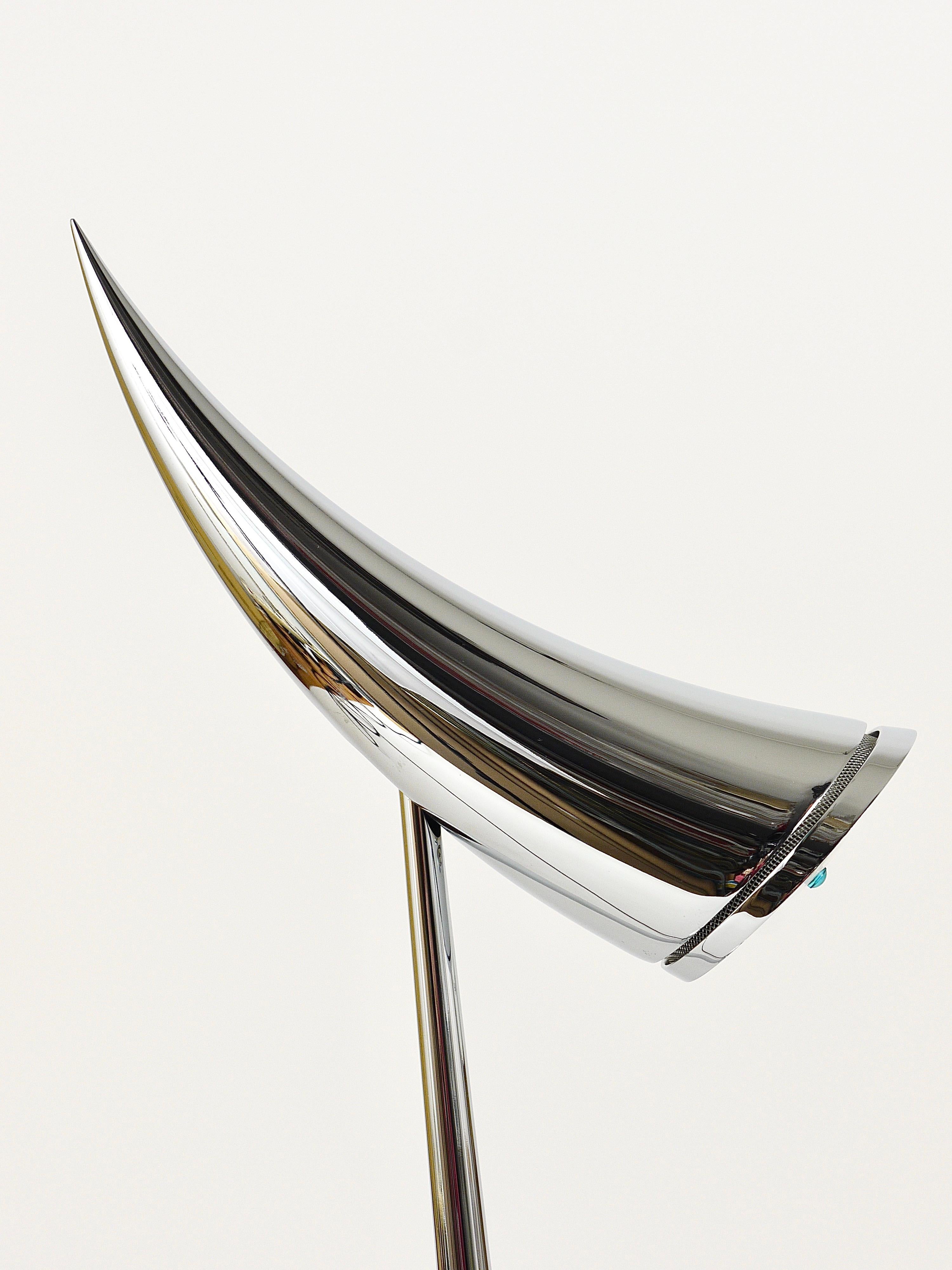 Lampe de bureau Ara de Philippe Starck, chrome, post-moderne par Flos Italie, années 1980 1