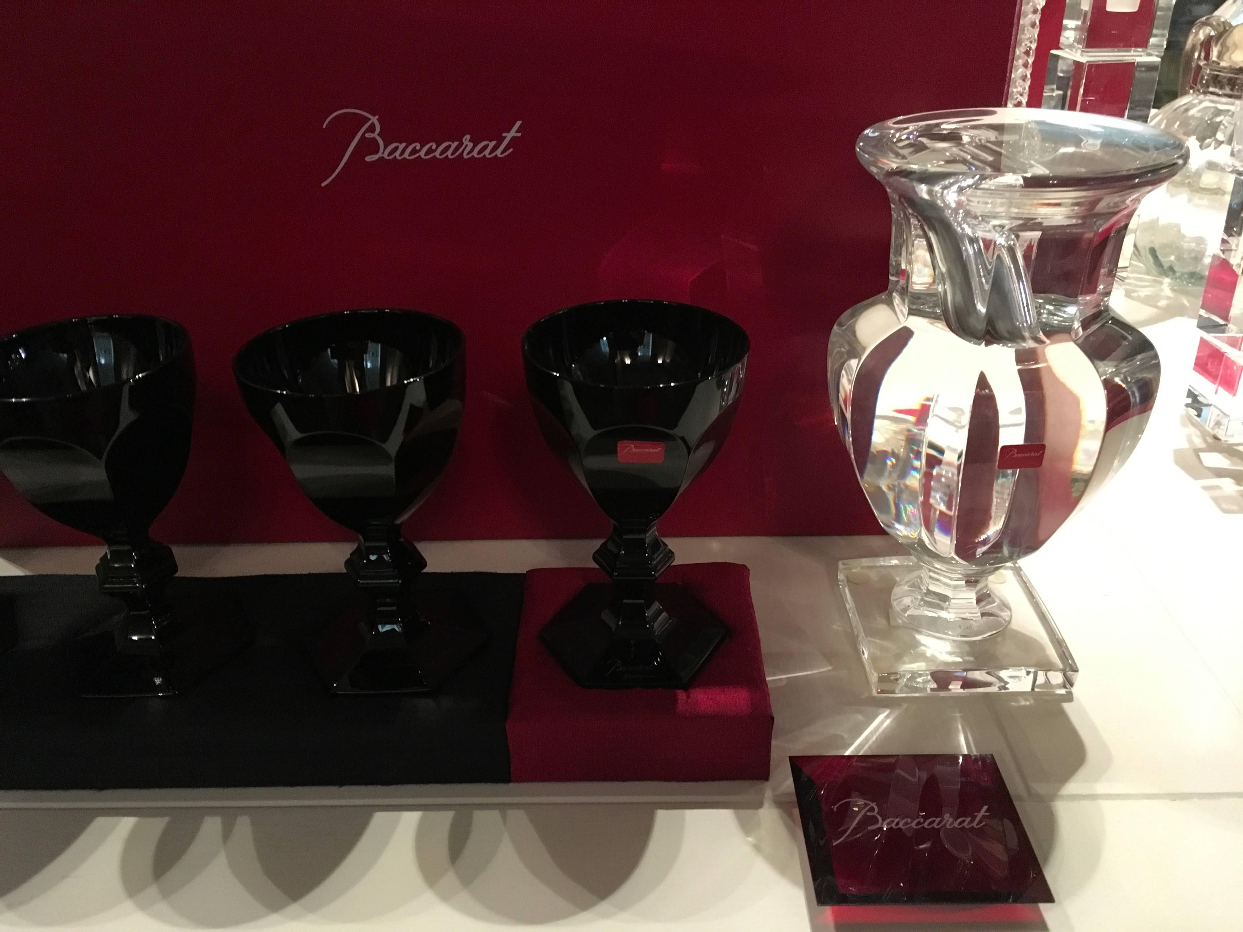 Cast Baccarat Contemporary Design Black Crystal Glass by Philippe Starck