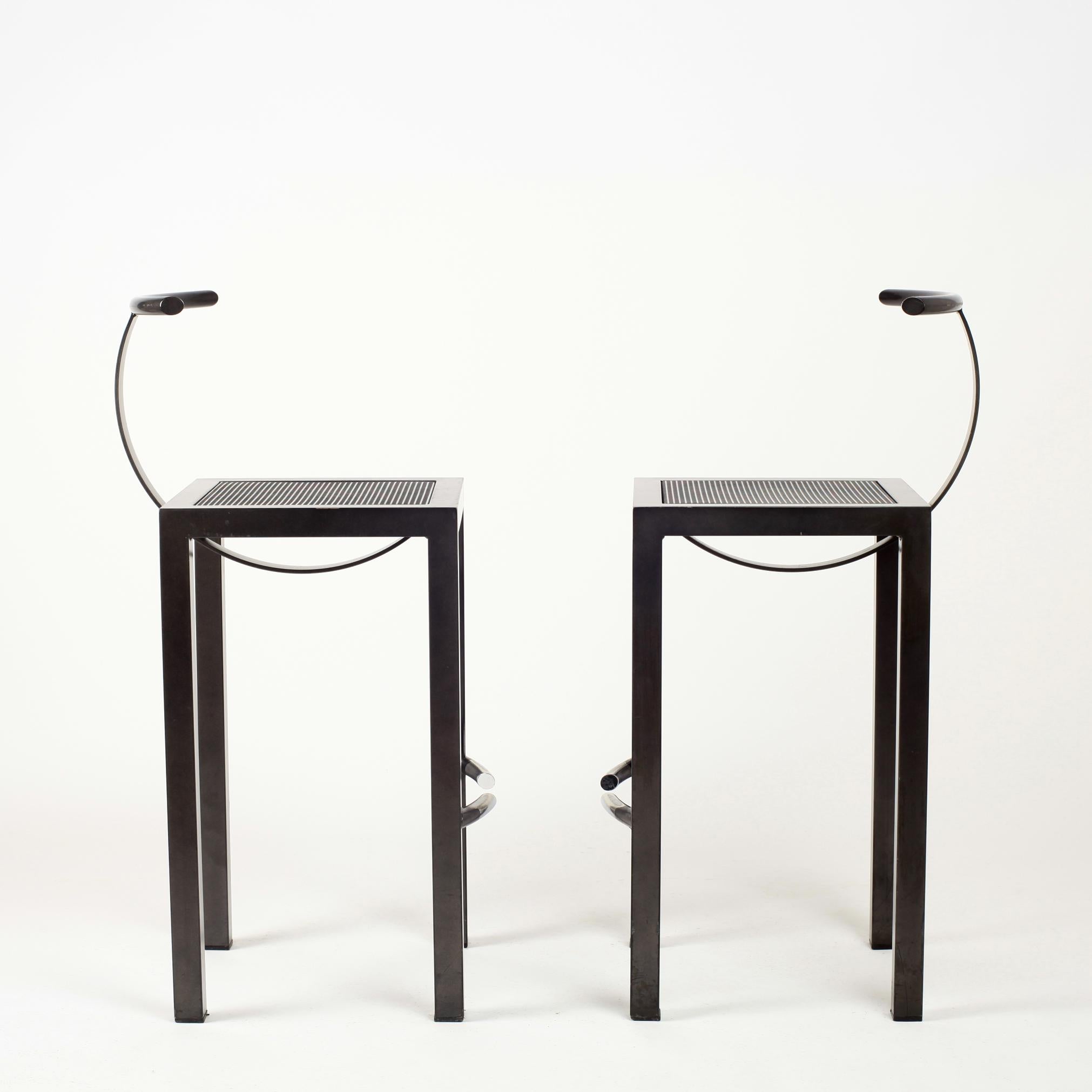 French Philippe Starck Dark Grey Sarapis Barstools, 1986