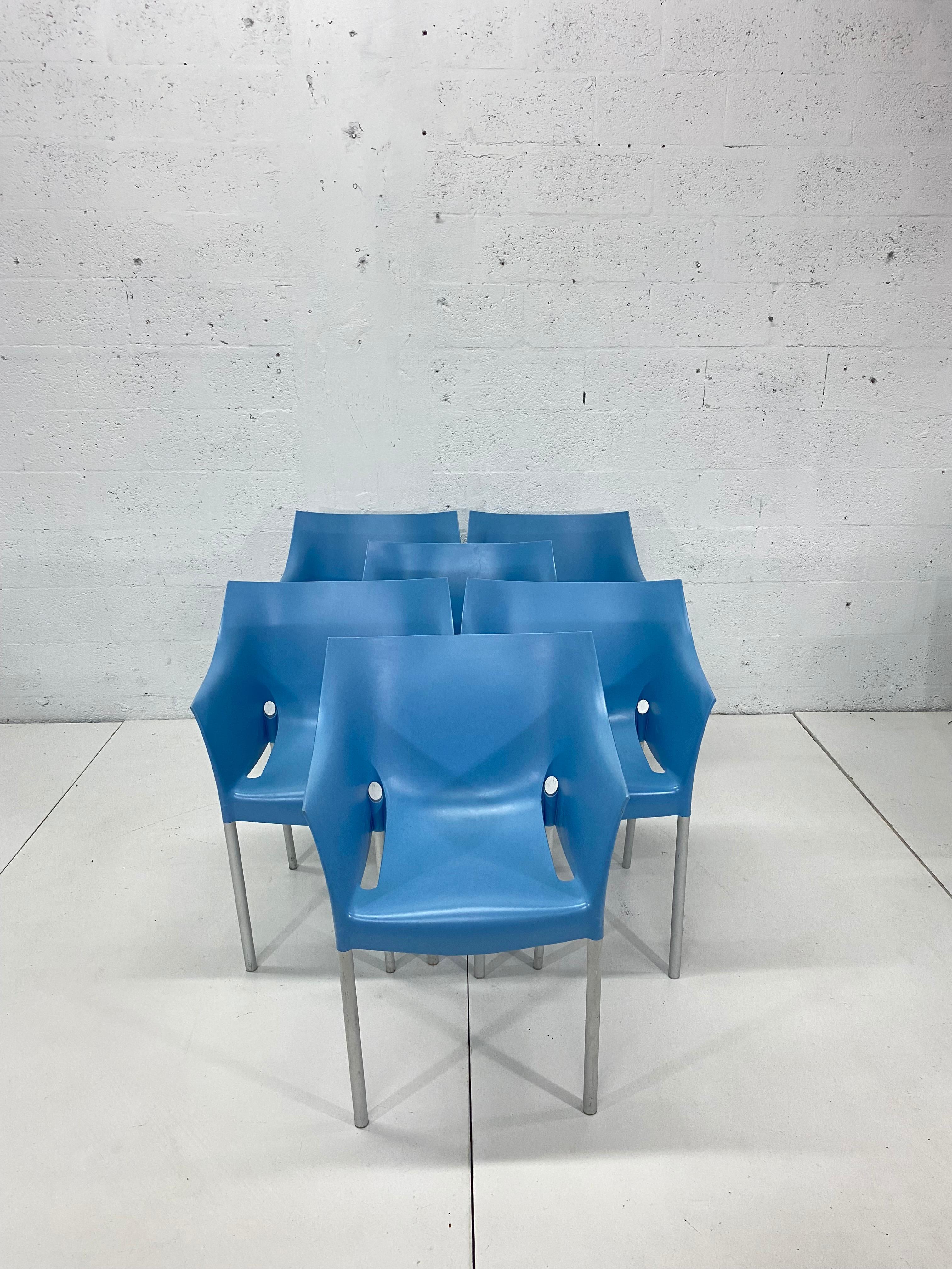 Aluminum Philippe Starck Dr. No Blue Dining Chairs for Kartell