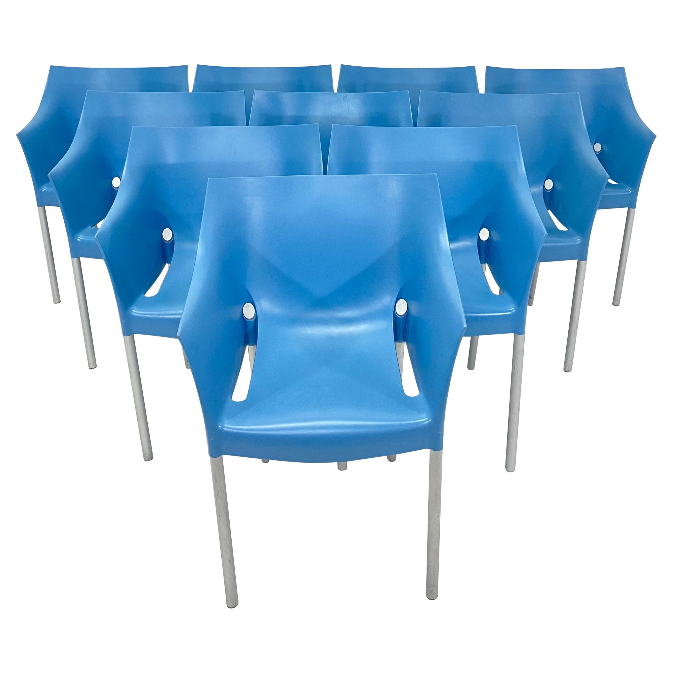 Philippe Starck Dr. No Blue Dining Chairs for Kartell, Set of Ten