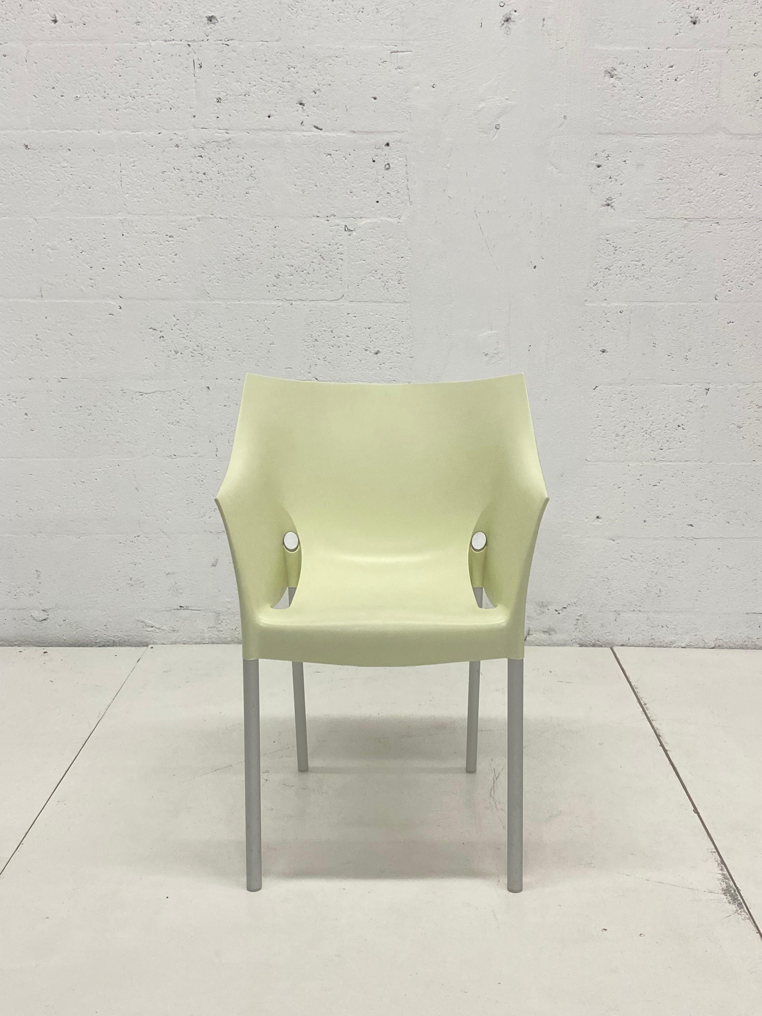 Cream Dr. No chair with aluminum legs by Philippe Starck and produced by Kartell, Italy.