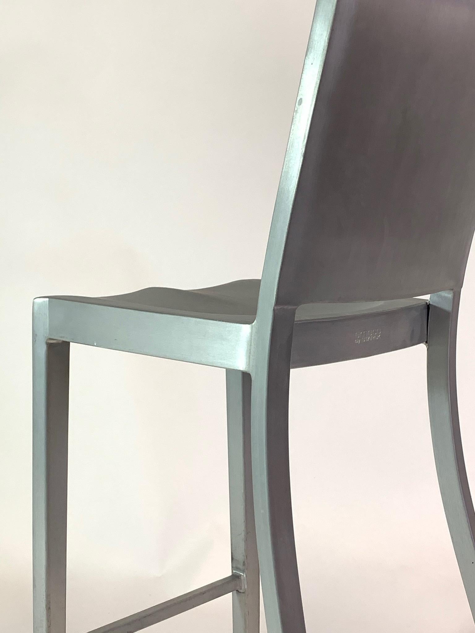 American Philippe Starck Emeco Hudson Bar Stool in Hand Brushed Stainless Steel 3 Avail