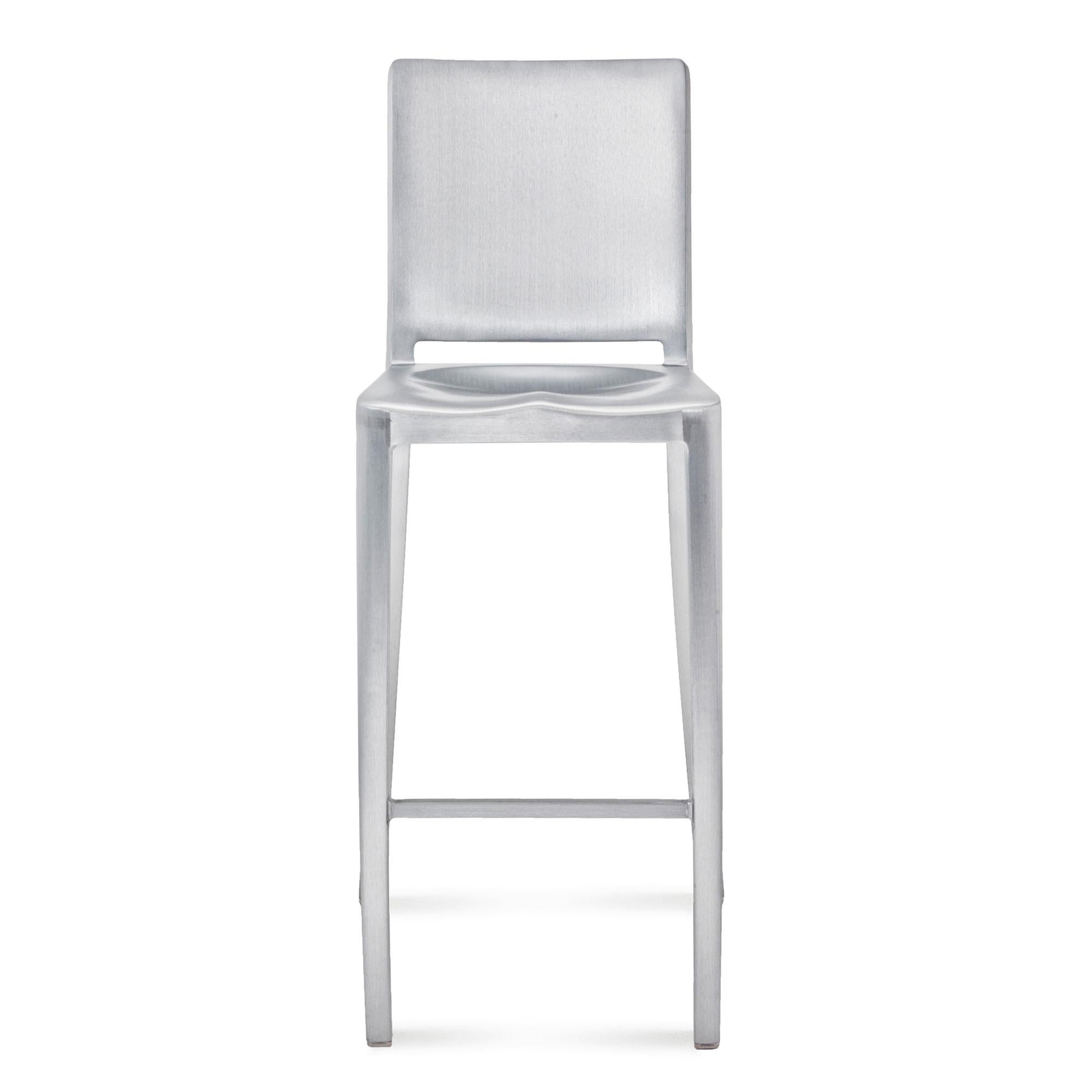 Aluminum Philippe Starck Emeco Hudson Bar Stool in Hand Brushed Stainless Steel 3 Avail