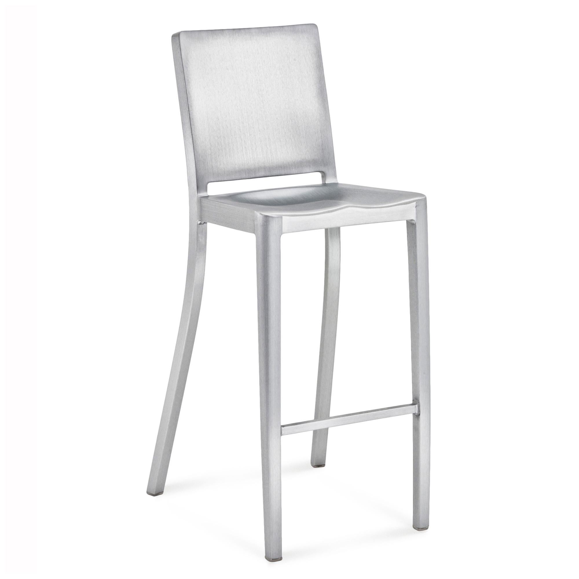 Philippe Starck Emeco Hudson Bar Stool in Hand Brushed Stainless Steel 3 Avail 1
