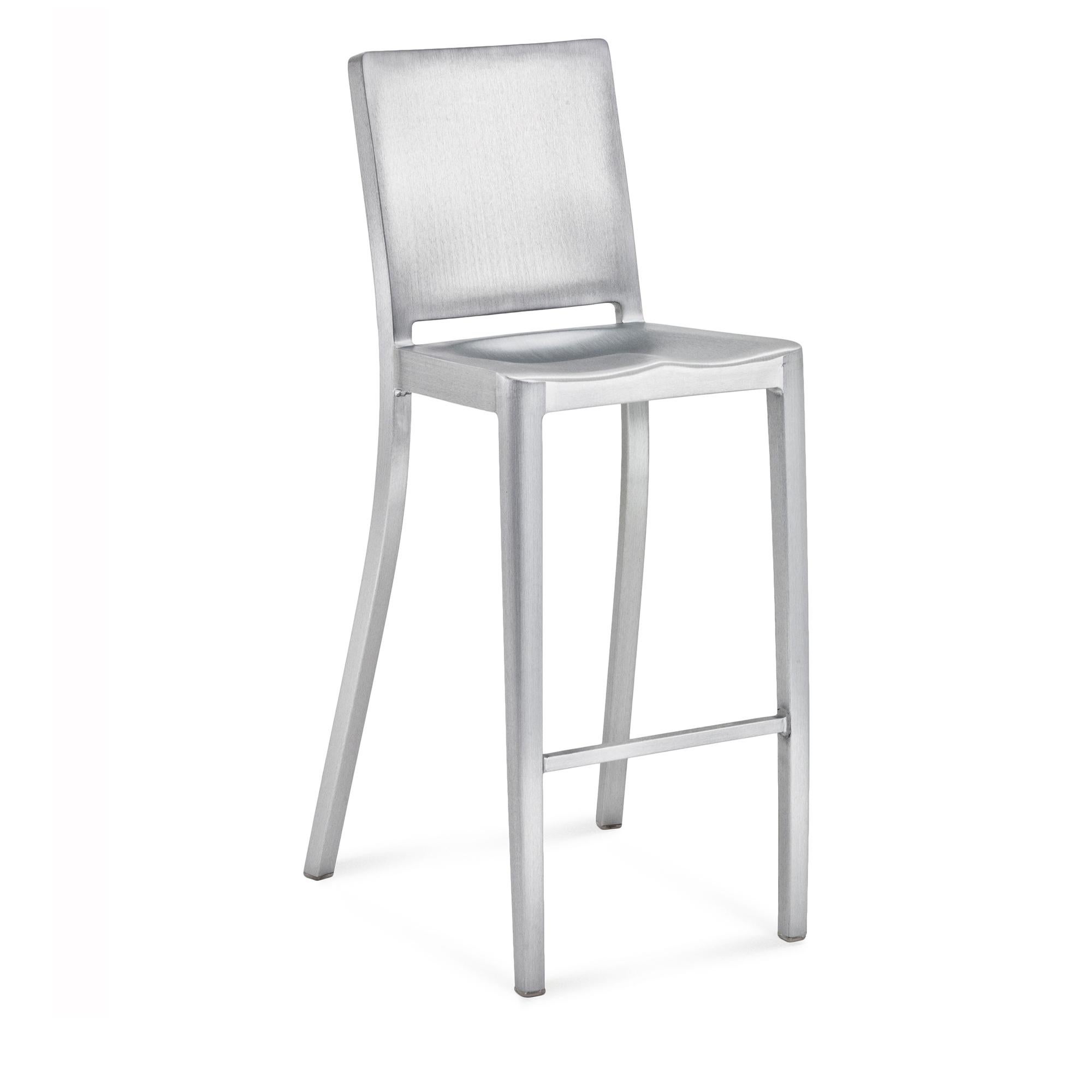 Philippe Starck Emeco Hudson Bar Stool in Hand Brushed Stainless Steel 3 Avail 2