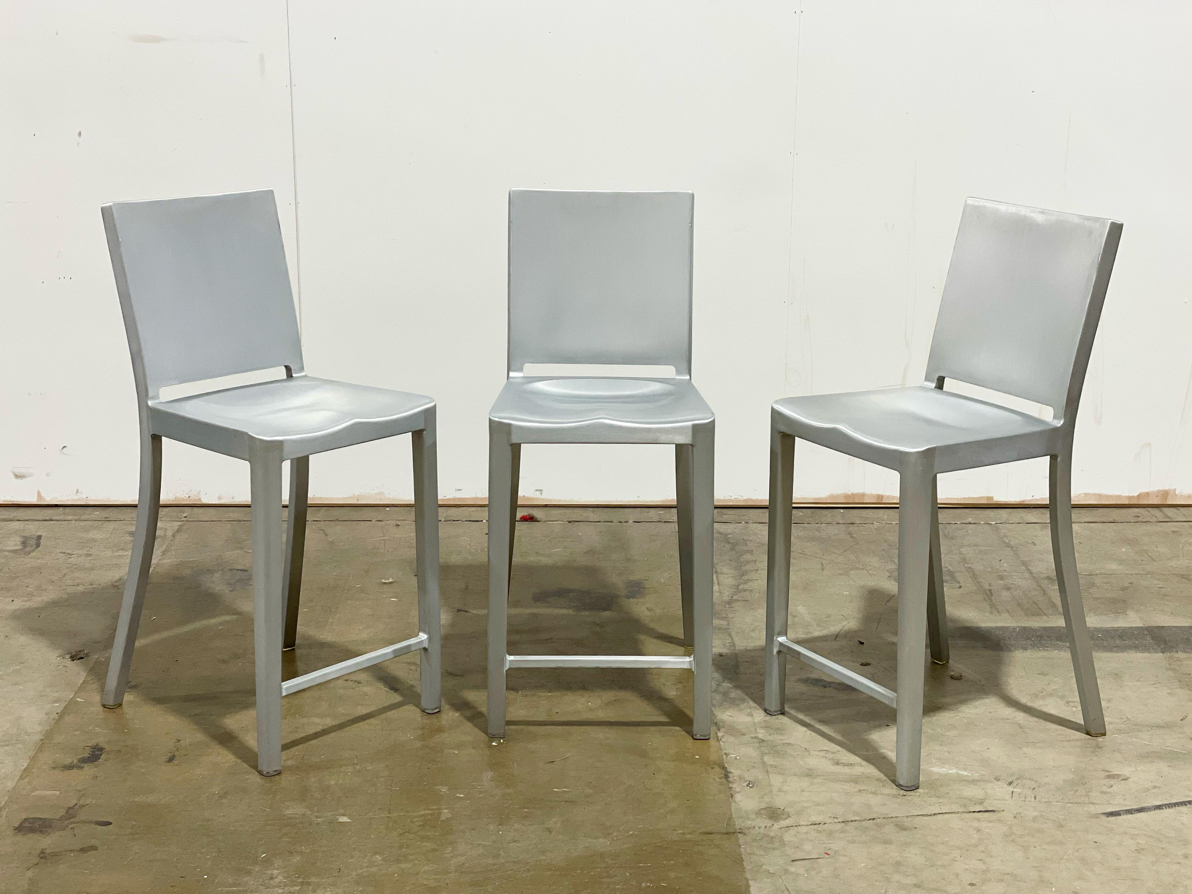 Philippe Starck + Emeco Hudson Barstools in Brushed Aluminum, Counter Height 4