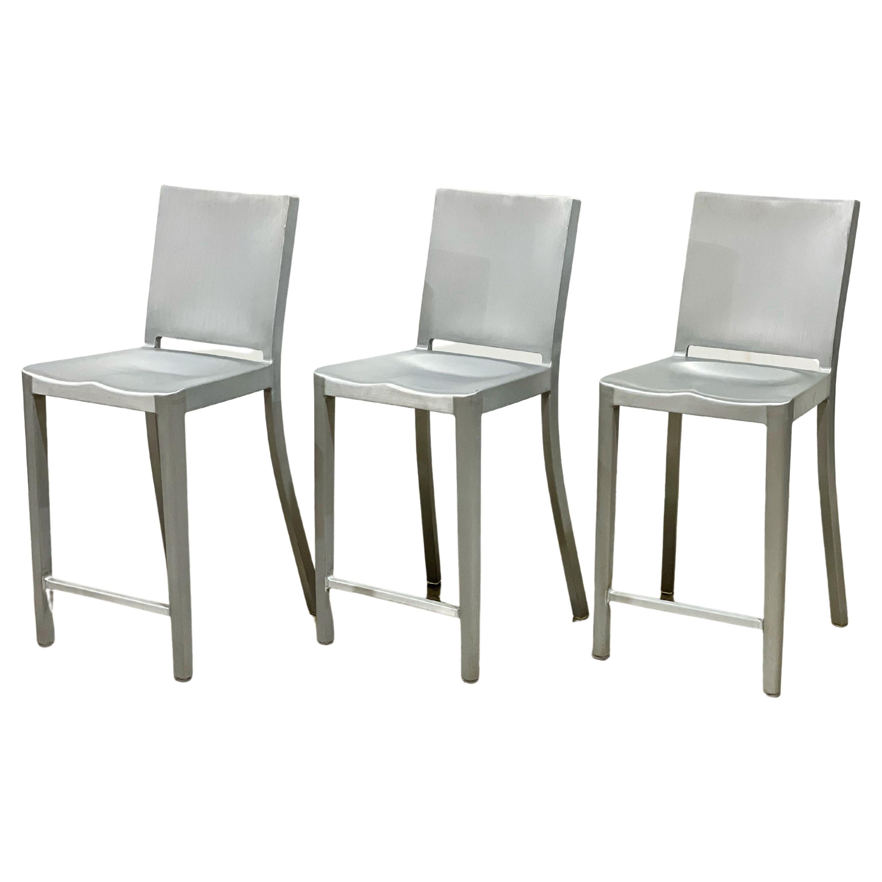 Philippe Starck + Emeco Hudson Barstools in Brushed Aluminum, Counter Height 5