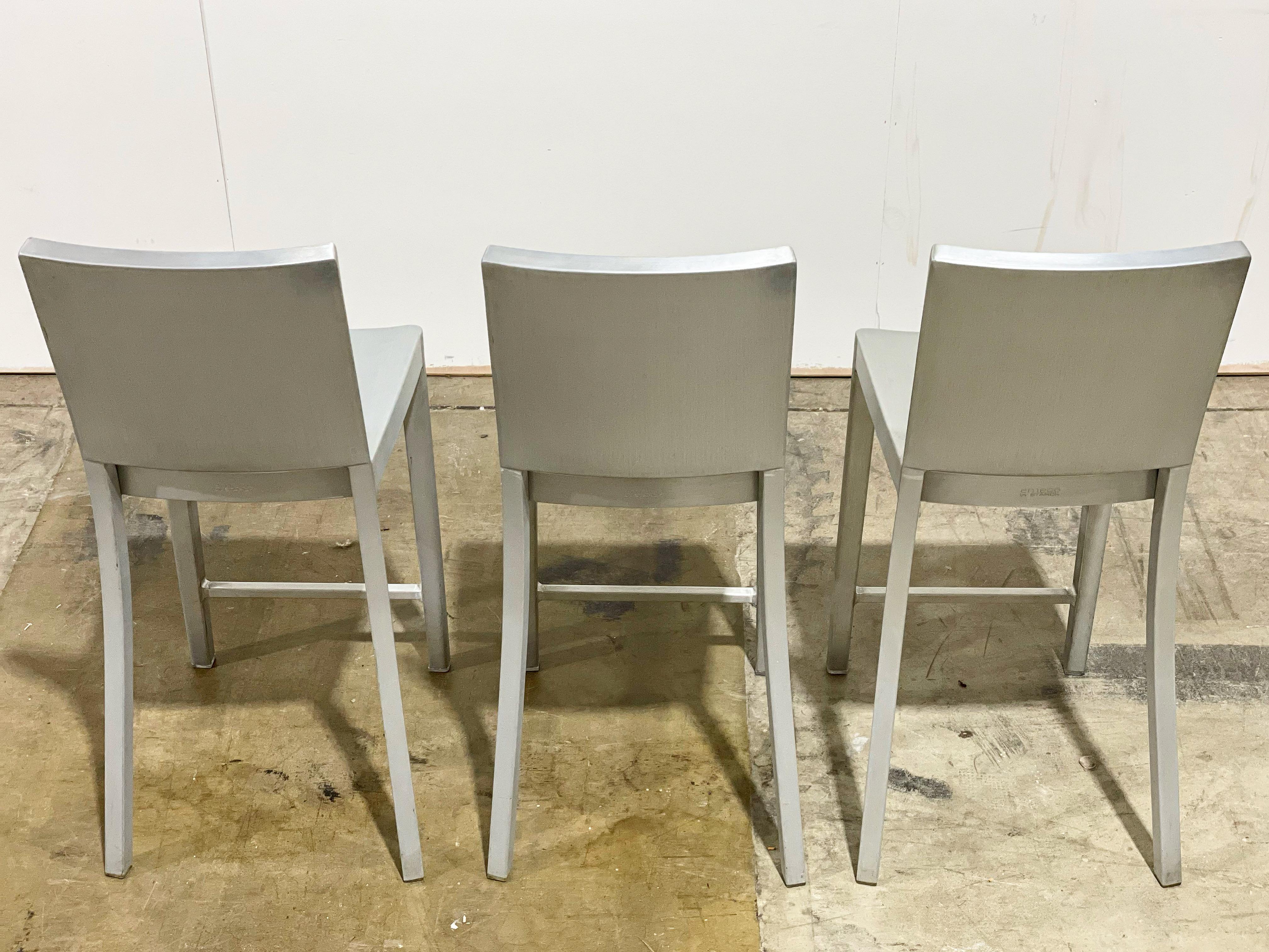 Contemporary Philippe Starck + Emeco Hudson Barstools in Brushed Aluminum, Counter Height