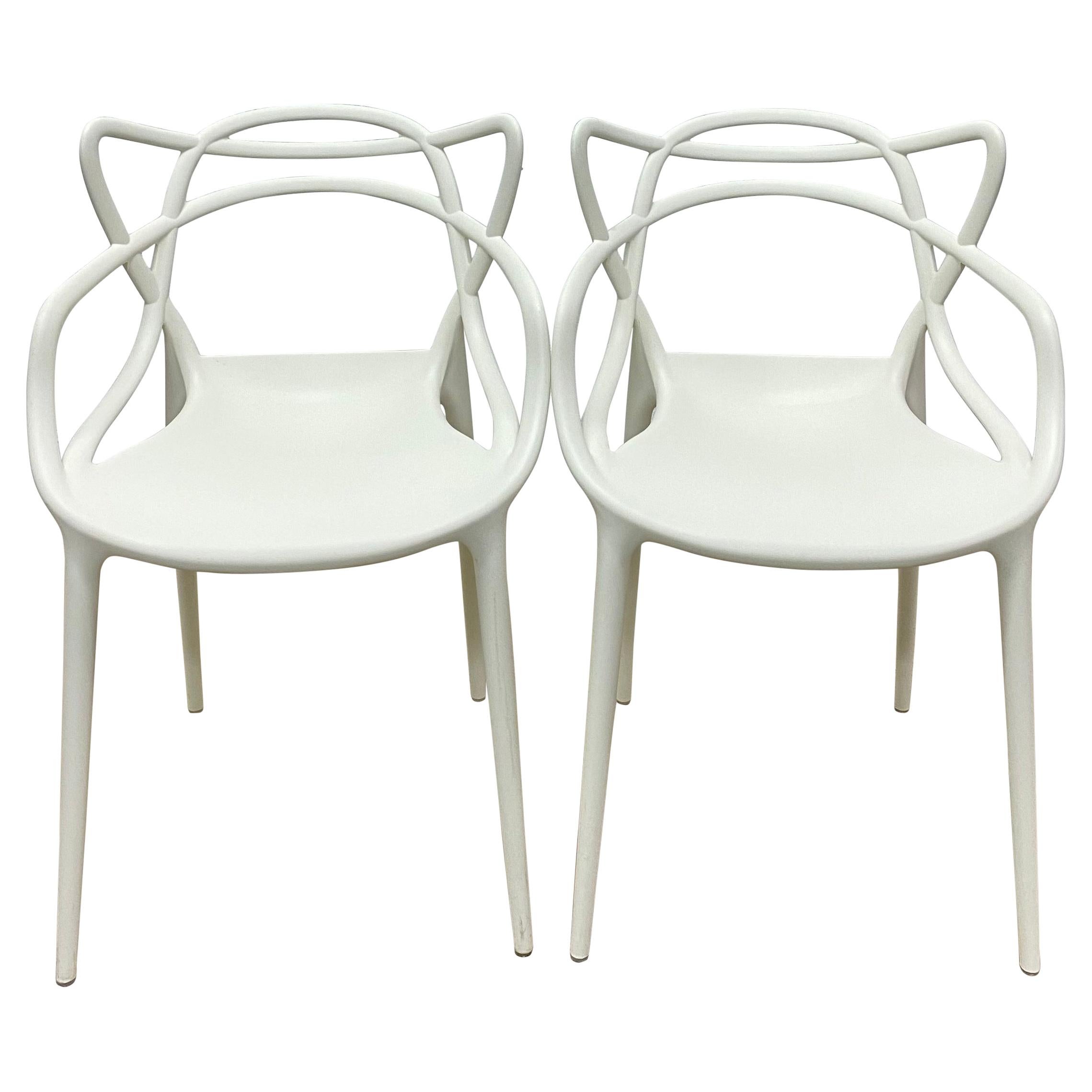 Philippe Starck & Eugeni Quitllet White Masters Chairs for Kartell - a Pair