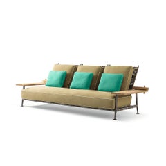 Philippe Starck 'Fenc-e-nature' Outdoor-Sofa, Stahl, Teakholz und Stoff von Cassina