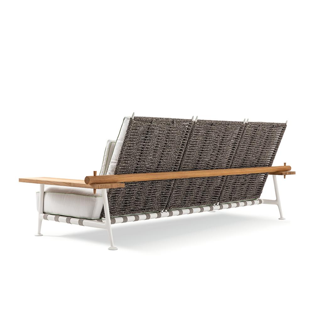 Mid-Century Modern Philippe Starck 'Fenc-e-Nature' Outdoor Sofa, Steel, Teak and Fabric by Cassina For Sale