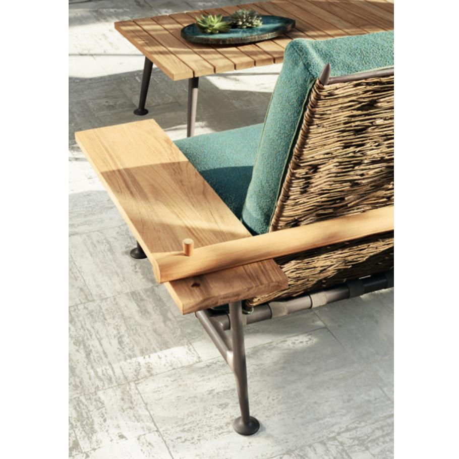 Divano per esterni 'Fenc-e-nature' di Philippe Starck, acciaio, teak e tessuto di Cassina In condizioni Nuovo in vendita a Barcelona, Barcelona