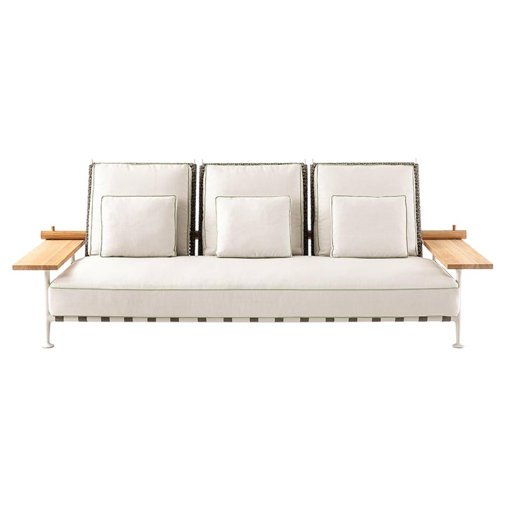 Philippe Starck 'Fenc-e-Nature' Outdoor Sofa, Steel, Teak and Fabric by Cassina For Sale