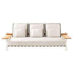 Philippe Starck 'Fenc-e-Nature' Outdoor-Sofa, Stahl, Teakholz und Stoff von Cassina
