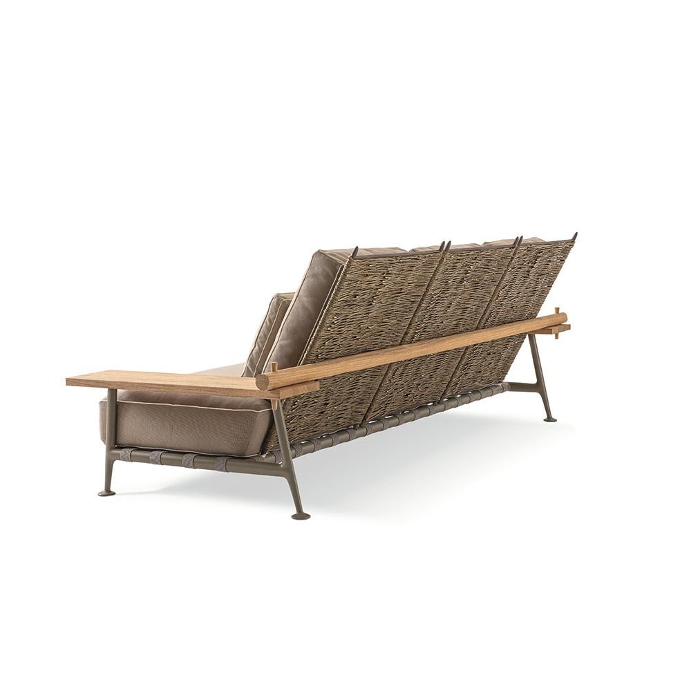 Mid-Century Modern Philippe Starck 'Fenc-e-Nature' Outdoor Sofa, Steel, Teak and Fabric by Cassina