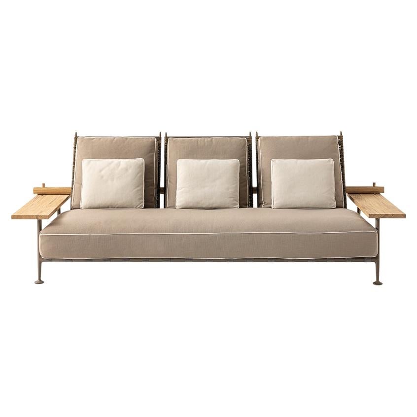 Philippe Starck 'Fenc-e-Nature' Outdoor Sofa, Steel, Teak and Fabric by Cassina