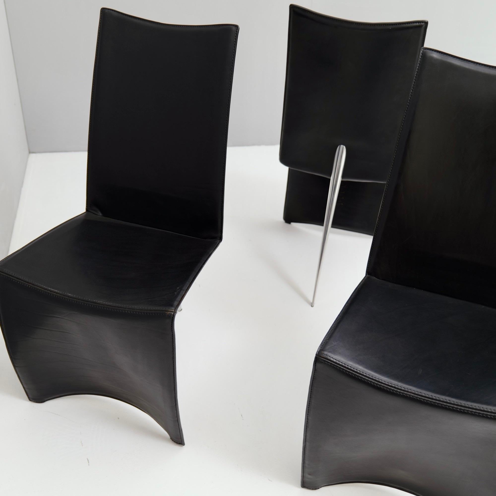Set di 8 sedie da pranzo in pelle Philippe Starck per Aleph Driade Ed Archer in vendita 5