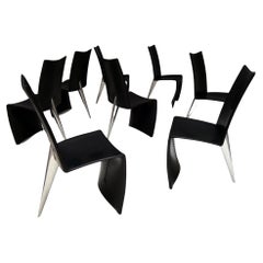 Ensemble de 8 chaises de salle à manger en cuir Philippe Starck pour Aleph Driade Ed Archer