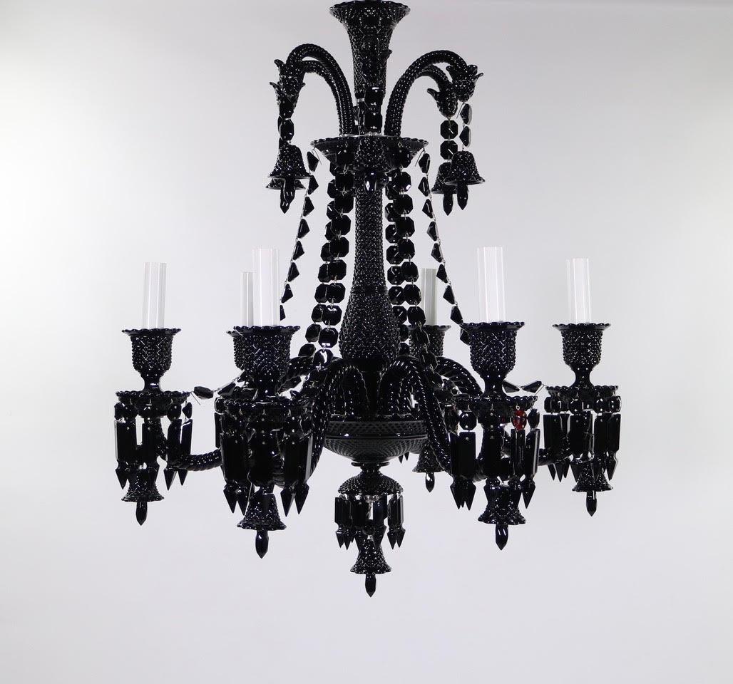 Moderne Philippe Starck pour Baccarat : lustre en cristal noir 'Zenith'