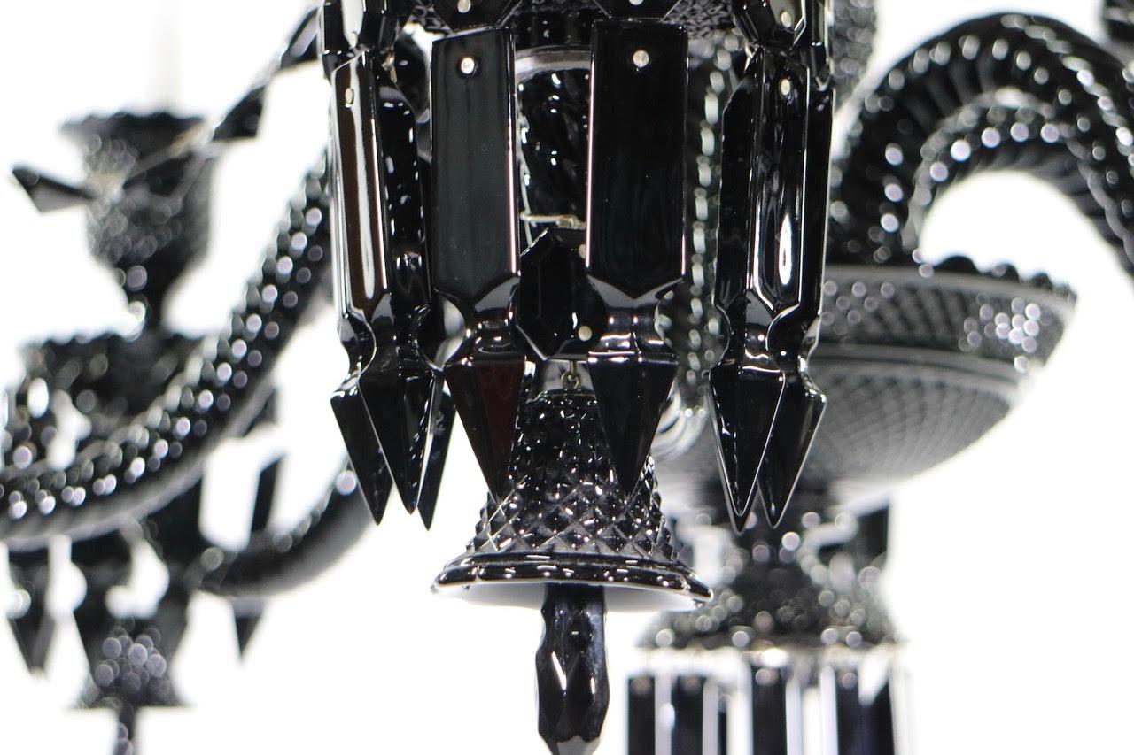 XXIe siècle et contemporain Philippe Starck pour Baccarat : lustre en cristal noir 'Zenith'