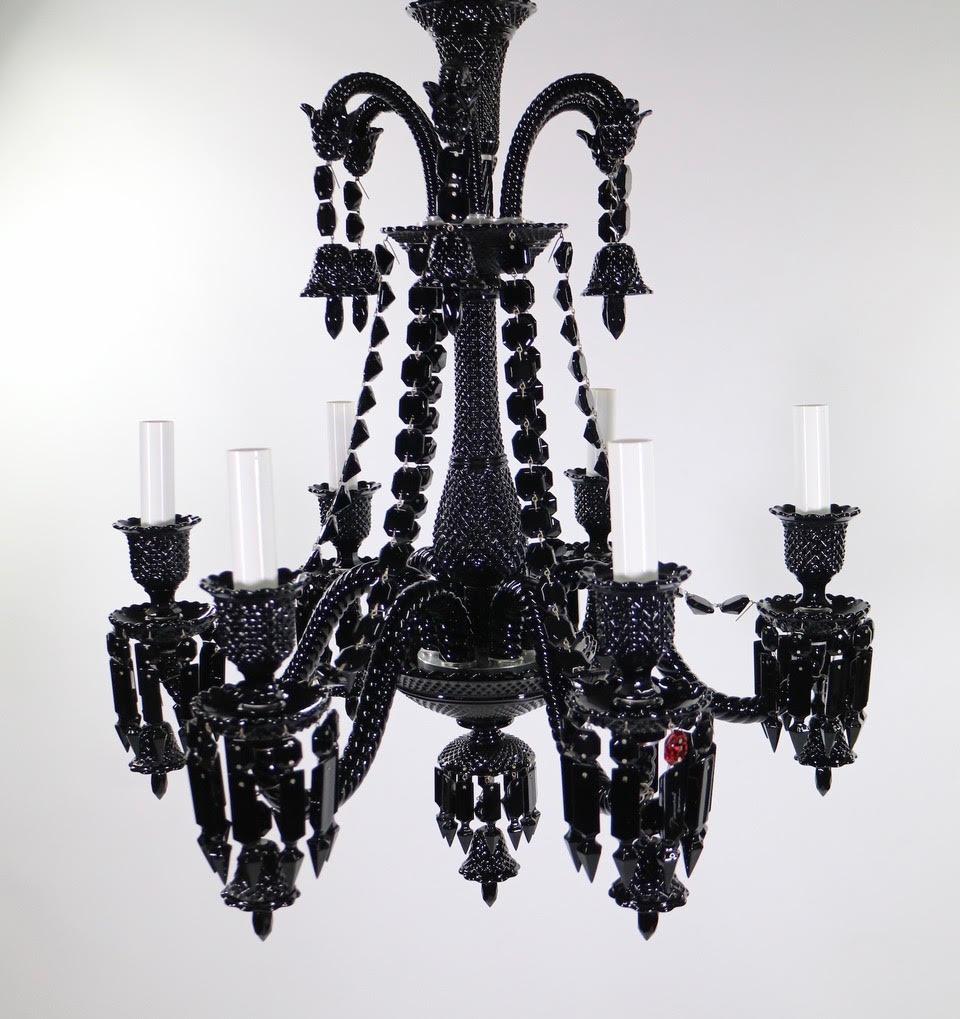 Contemporary Philippe Starck For Baccarat 'Zenith' Black Crystal Chandelier