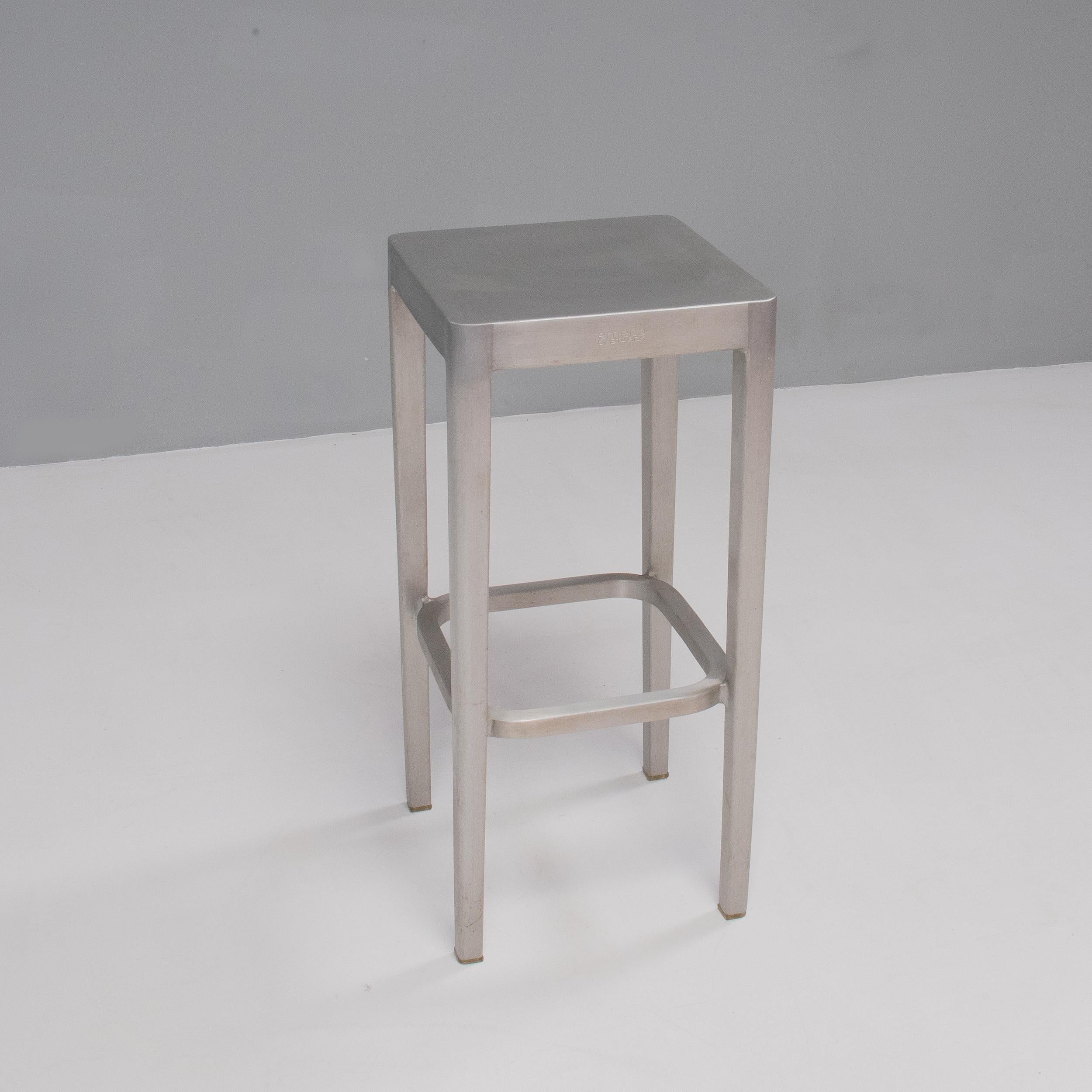 Contemporary Philippe Starck for Emeco Brushed Aluminium Bar Stools, Set of 4