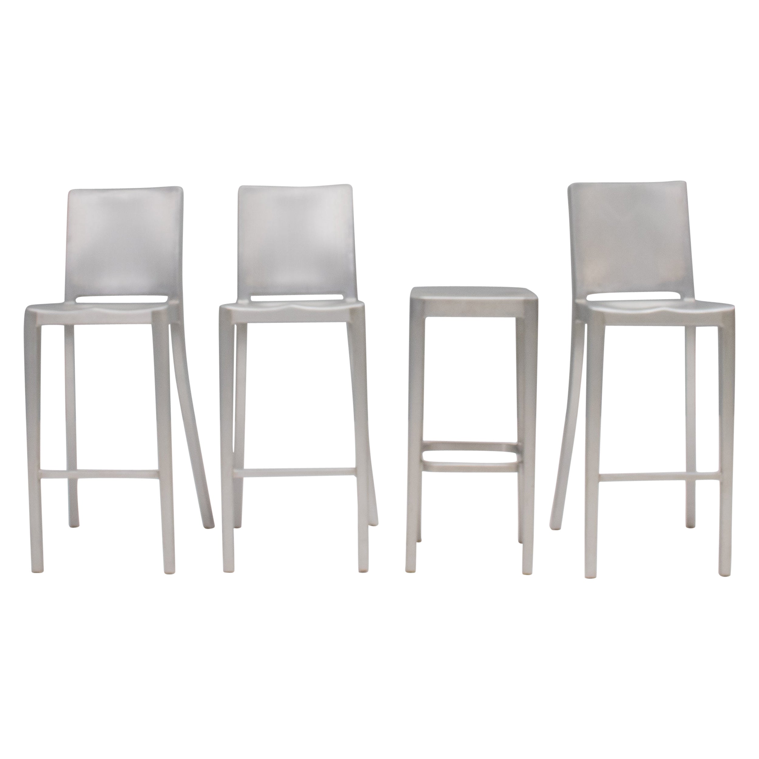 Philippe Starck for Emeco Brushed Aluminium Bar Stools, Set of 4