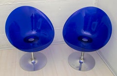 Philippe Starck for Kartell Blue Lucite Eros S Swivel Italian Chairs