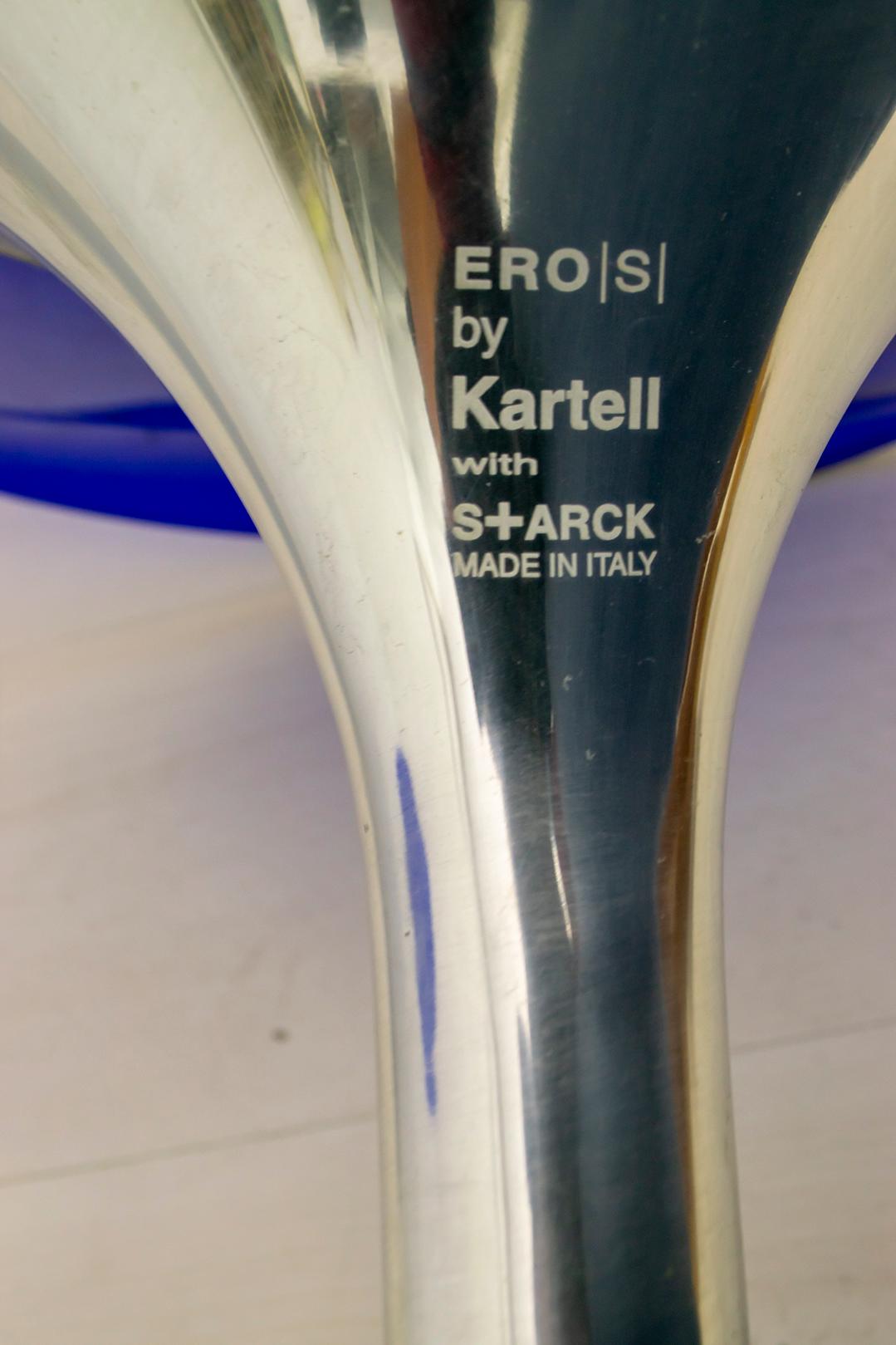Philippe Starck for Kartell Blue Lucite Eros S Swivel Italian Chairs 1