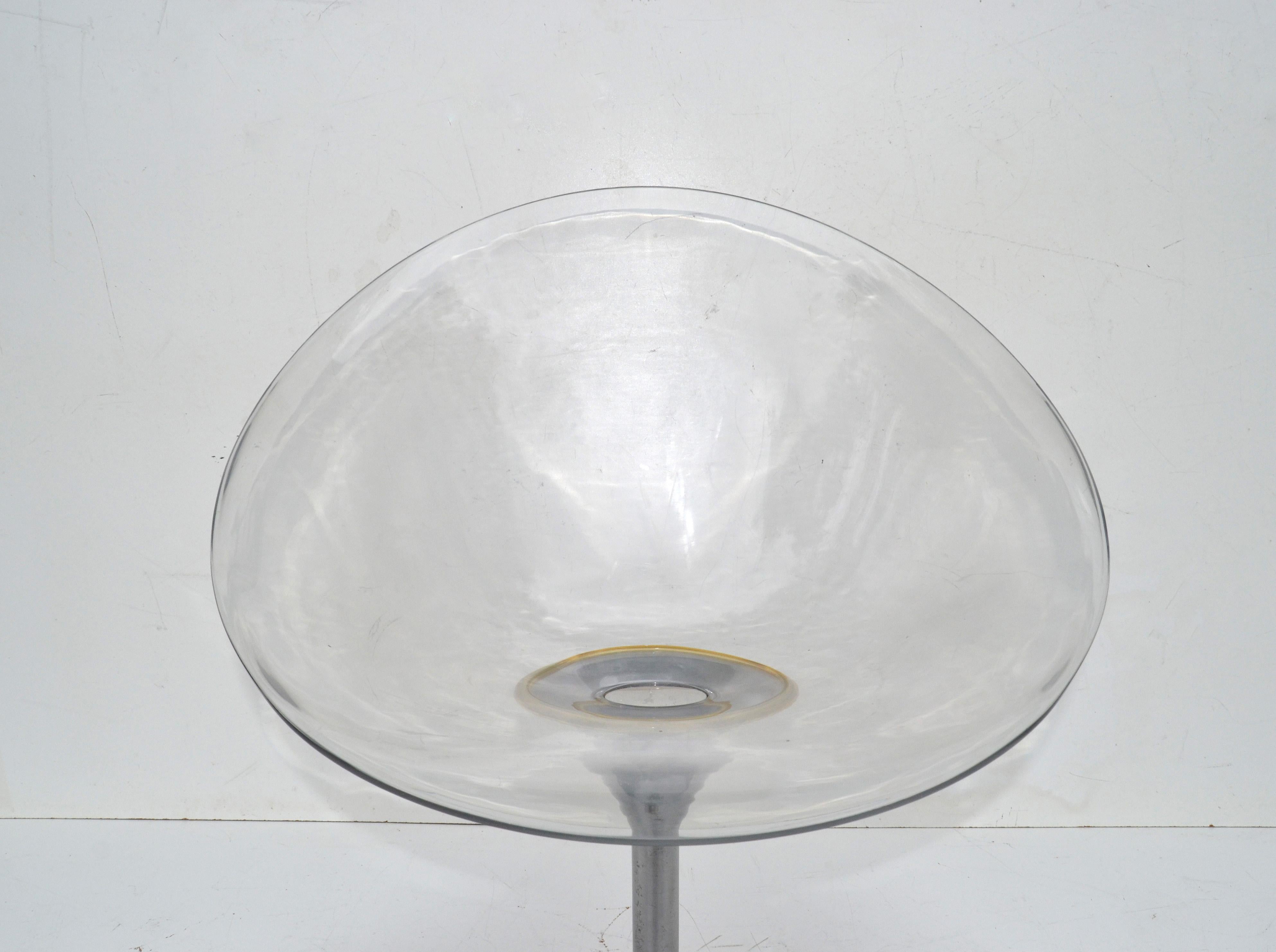 Cast Philippe Starck for Kartell Clear Lucite Eros Swivel Italian Chairs, Set of 3 For Sale