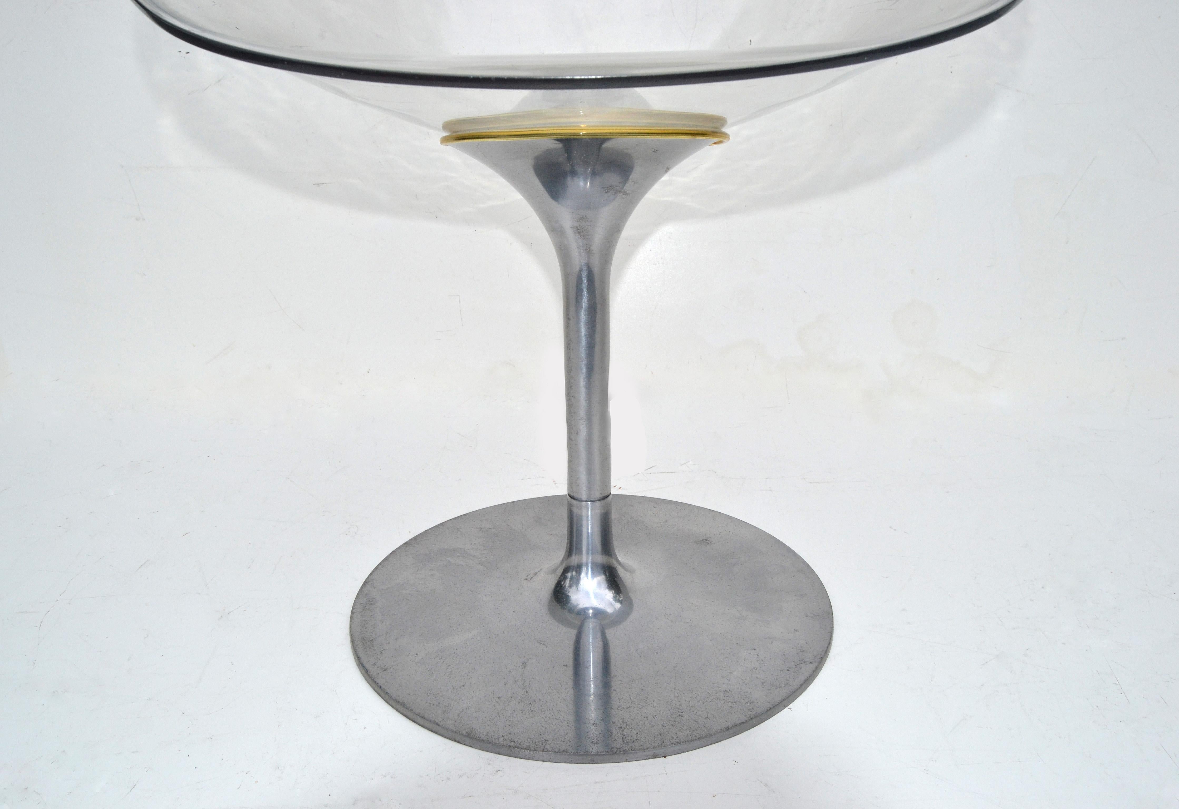 Philippe Starck for Kartell Clear Lucite Eros Swivel Italian Chairs, Set of 3 In Good Condition For Sale In Miami, FL