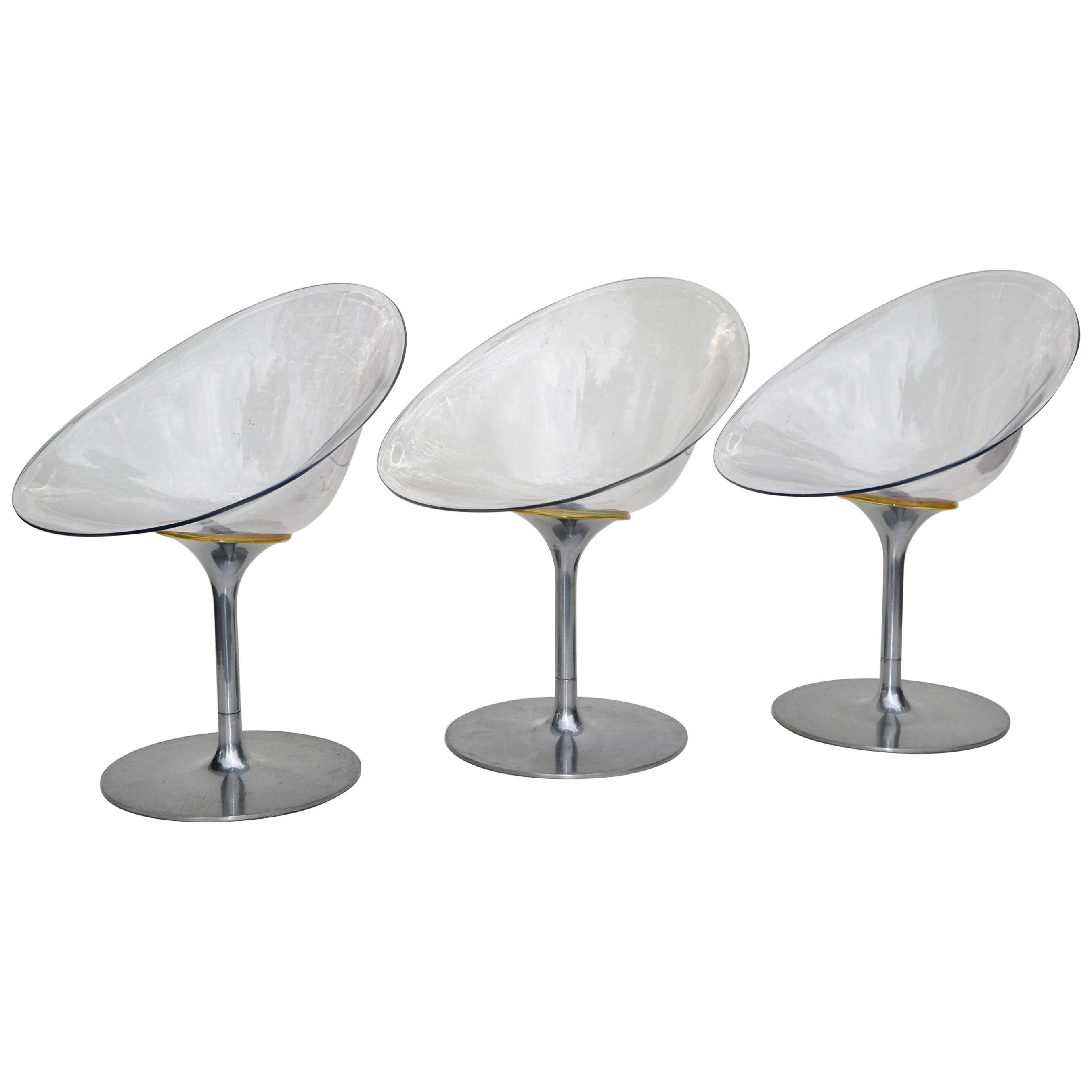 Chaises italiennes pivotantes Eros en lucite transparente de Philippe Starck  pour Kartell, lot de 3 En vente sur 1stDibs