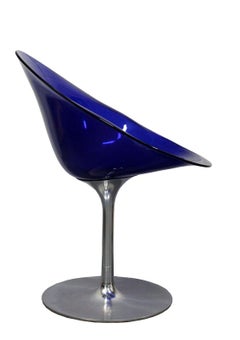 Philippe Starck for Kartell Ero S Blue Plastic & Chrome Swivel Chair Italy