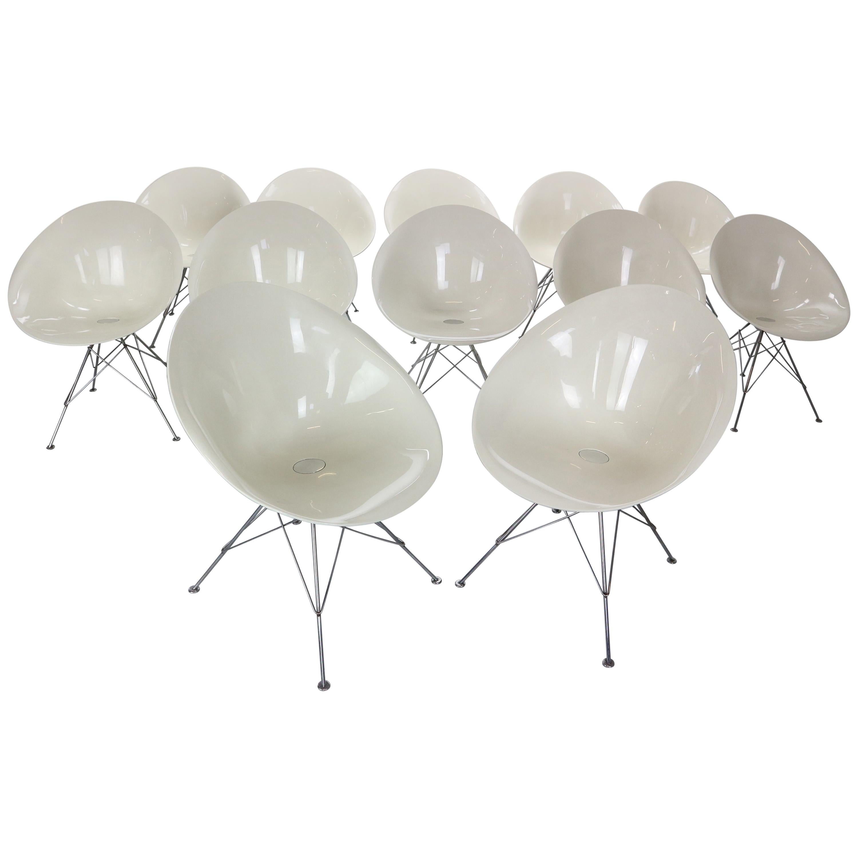 Philippe Starck for Kartell White Lucite "Eros" Italian Chairs, Quantity 6