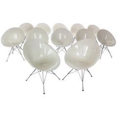 Retro Philippe Starck for Kartell White Lucite "Eros" Italian Chairs, Quantity 6