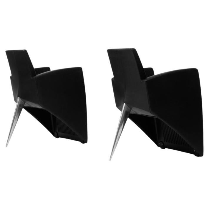 1980's Philippe Starck 'J Lang' Armchairs, Signed « Aleph by Starck » For Sale