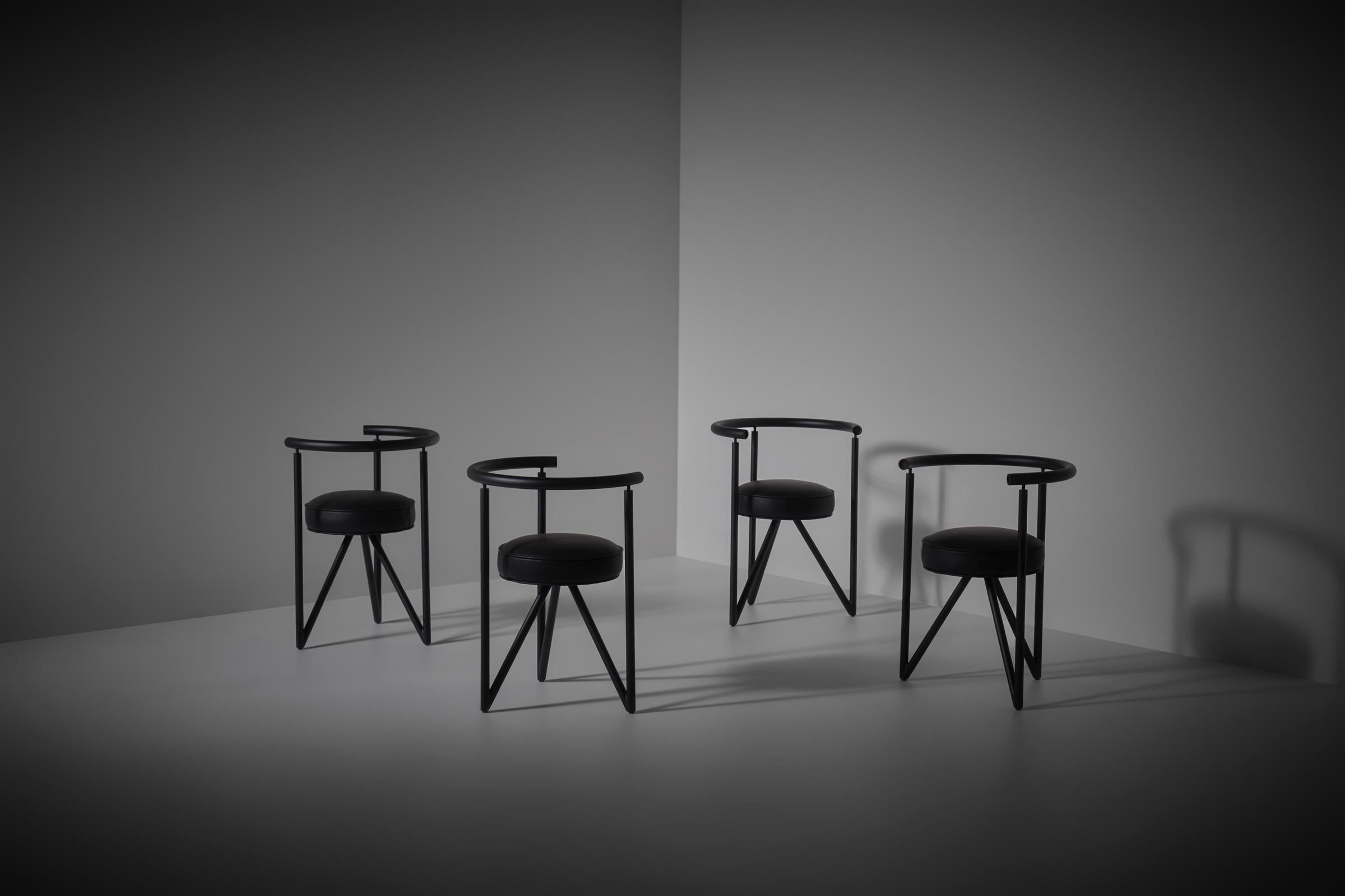 French Philippe Starck 'Miss Dorn' chairs for Disform, 1982  - set of four For Sale