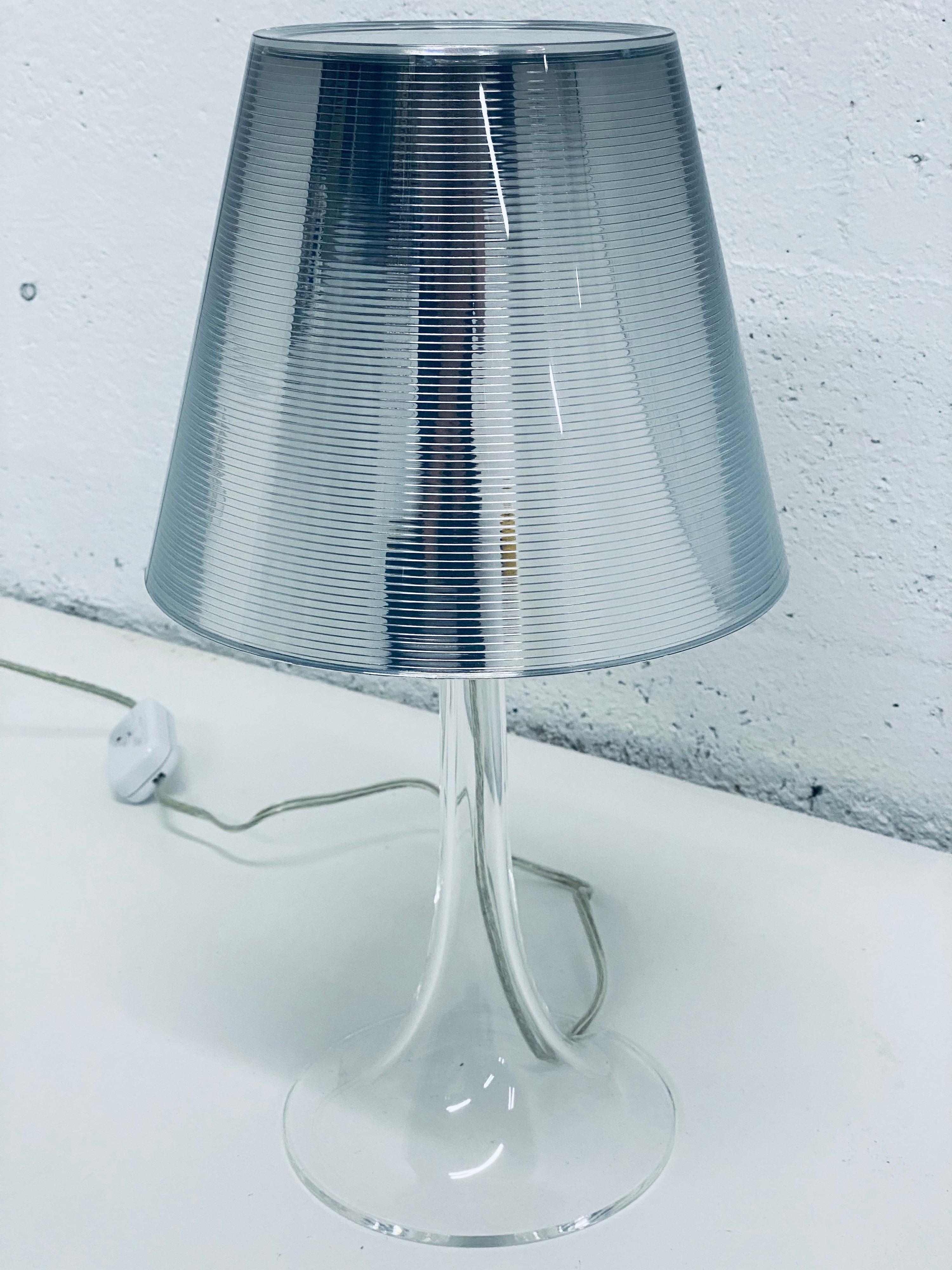 Modern Philippe Starck Miss K Aluminized Silver Table Lamp for Flos
