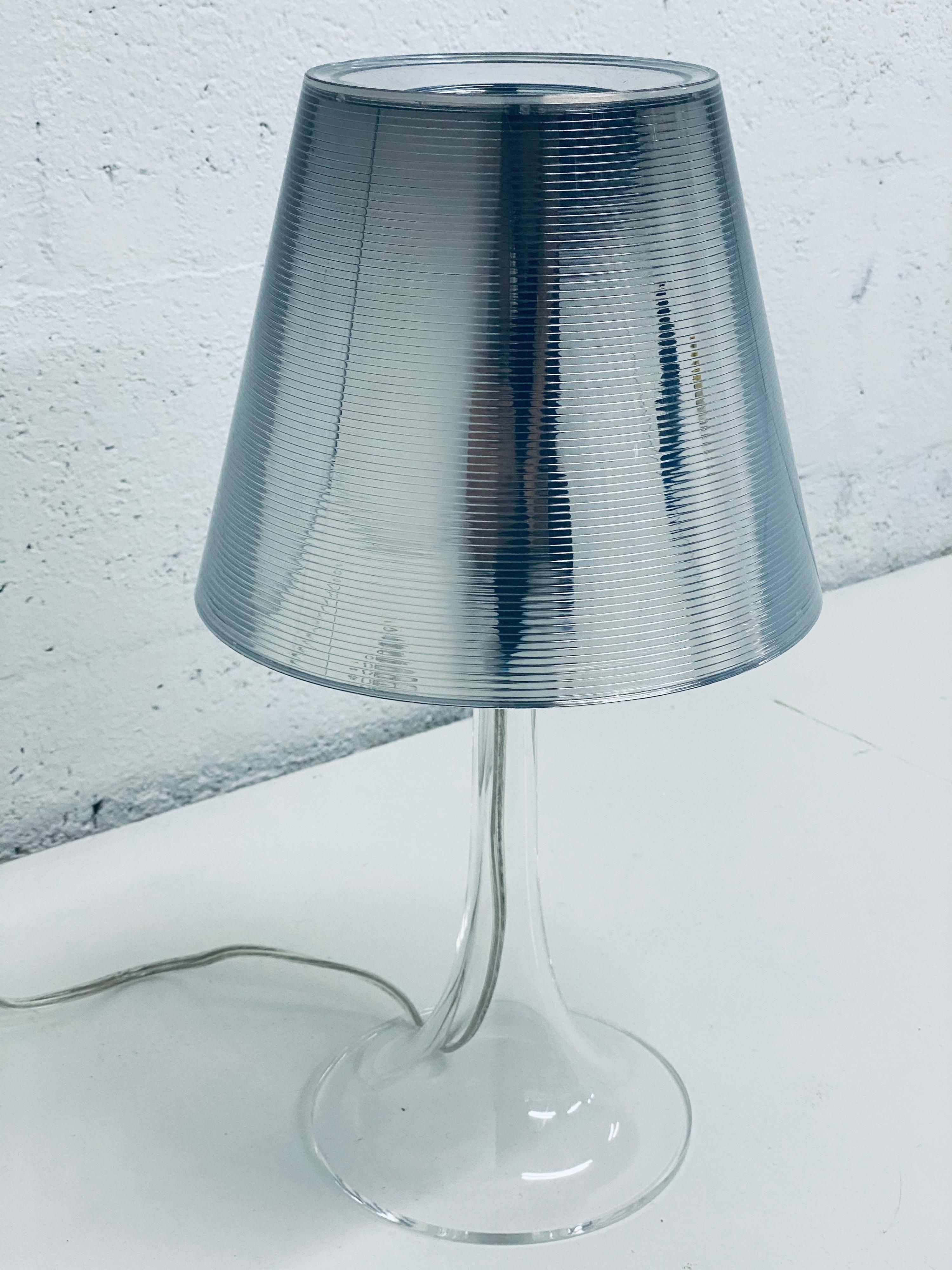 Italian Philippe Starck Miss K Aluminized Silver Table Lamp for Flos
