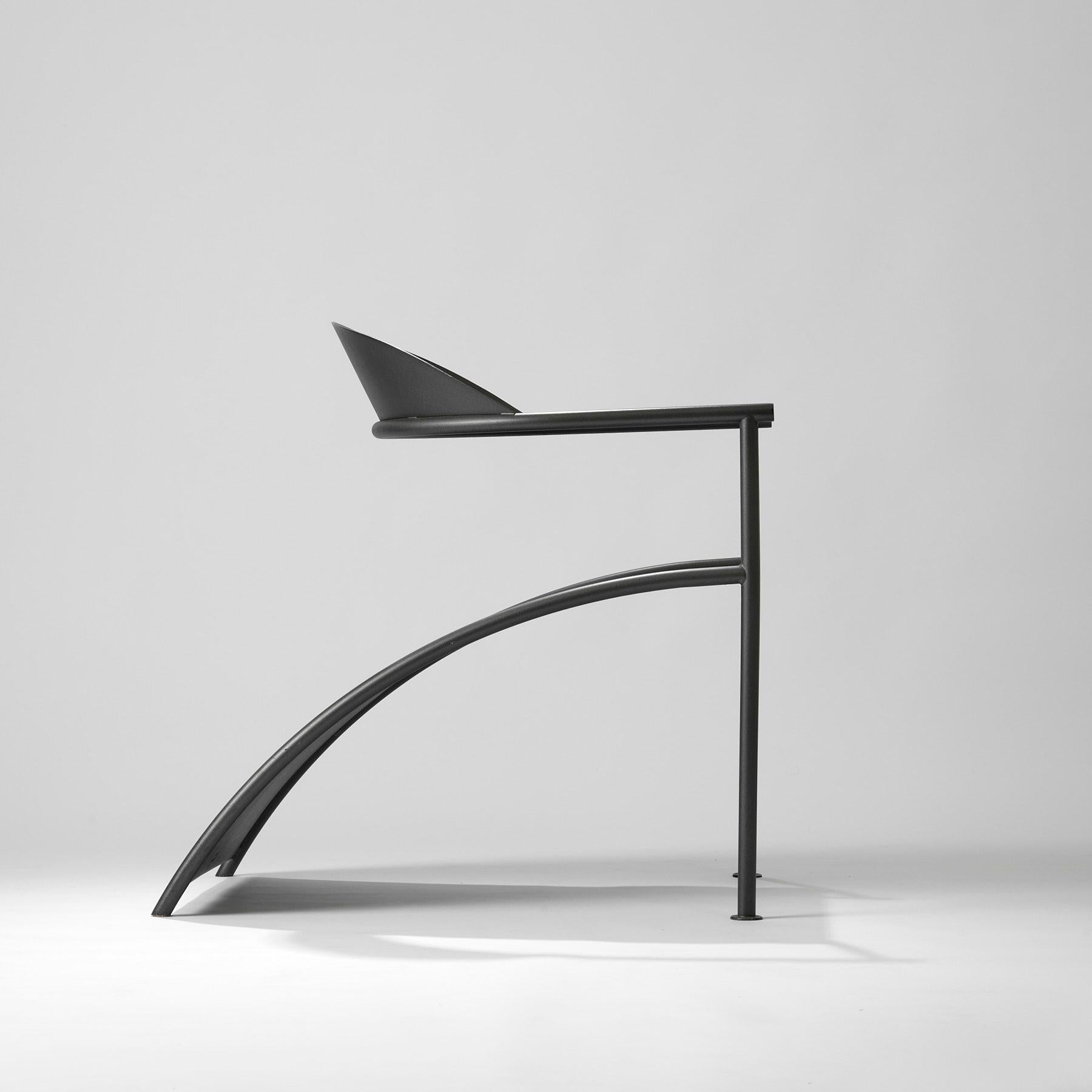 PHILIPPE STARCK (Born in 1949)
Pat Conley 2 armchair, circa 1986
XO publisher 
Anthracite grey lacquered plate
H. 74 cm - L. 54.5 cm - P. 76 cm