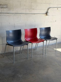 Philippe Starck Plastic and Metal Stacking Chairs Set of 3 1990s