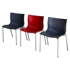 Philippe Starck Plastic and Metal Stacking Chairs Set of 3 1990s