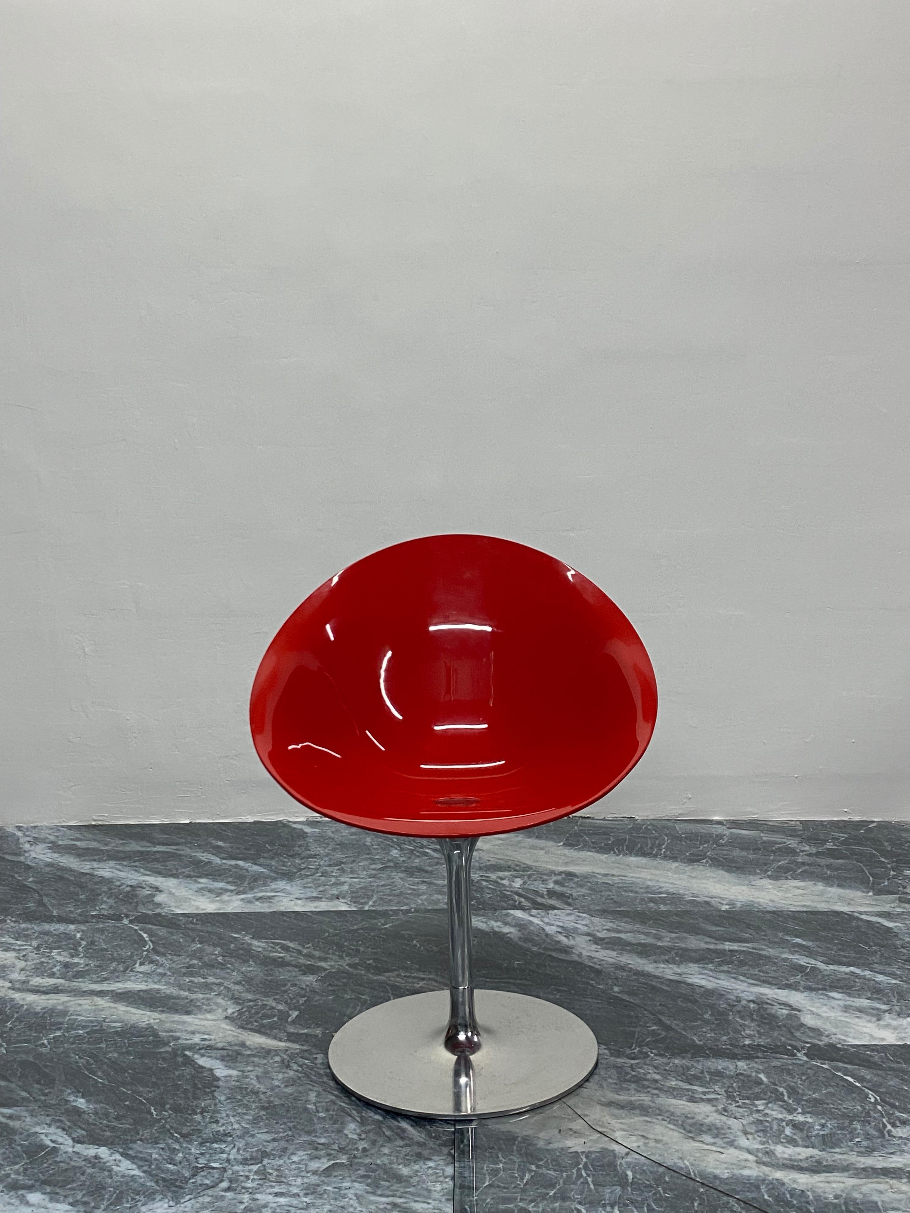 Modern Philippe Starck Red “Eros” Chairs on Aluminum Bases for Kartell