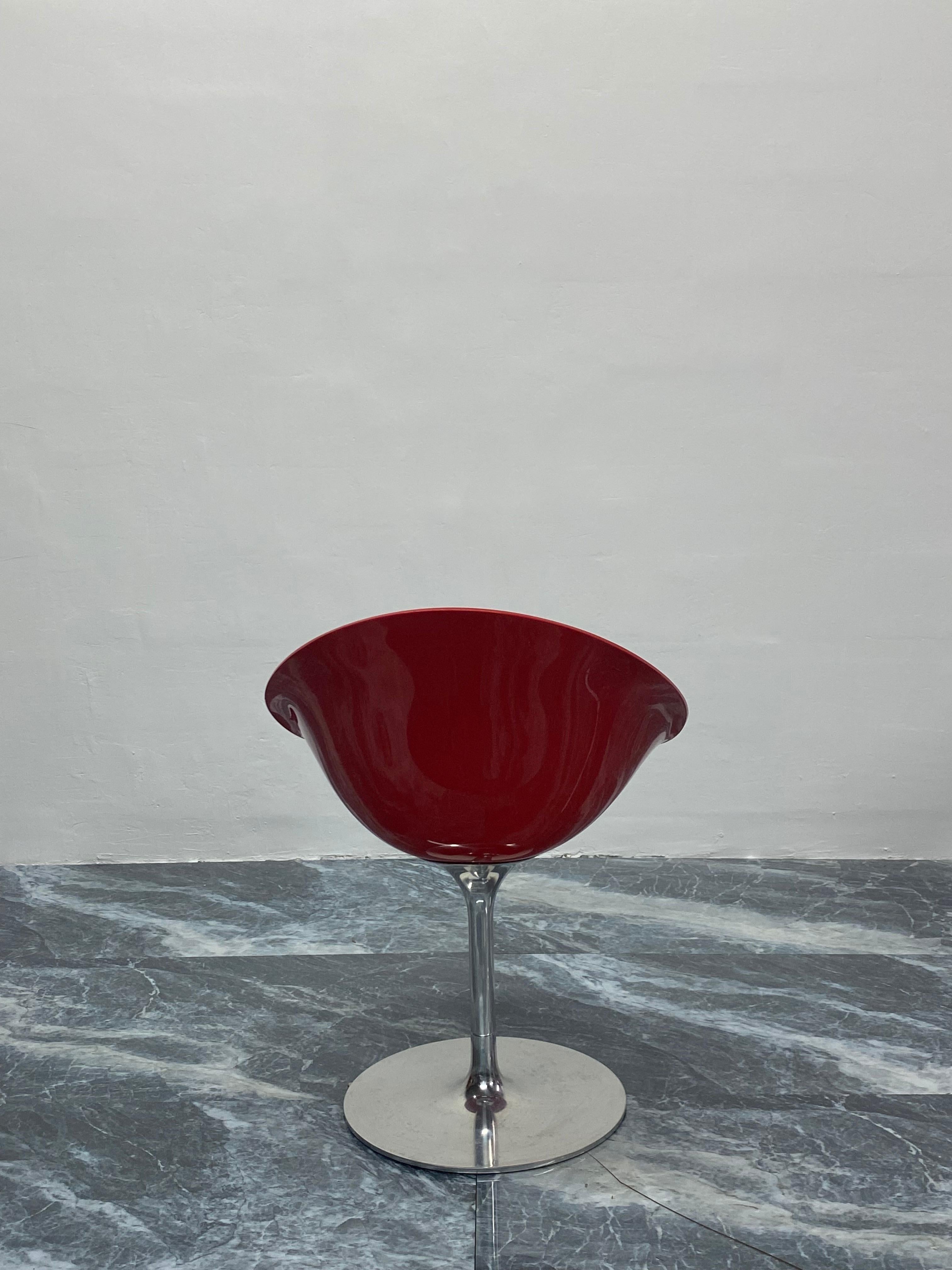 Philippe Starck Red “Eros” Chairs on Aluminum Bases for Kartell In Good Condition In Miami, FL